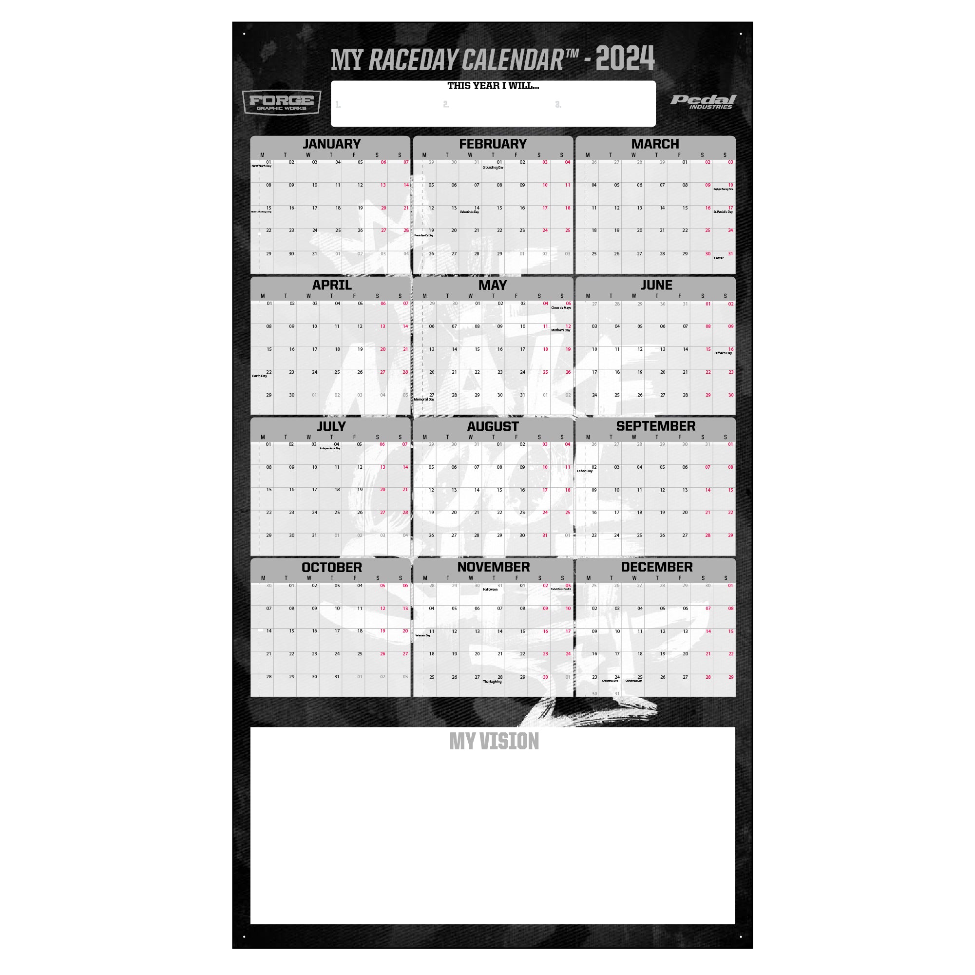 2024 MY RACEDAY™ CALENDAR PEDAL Industries