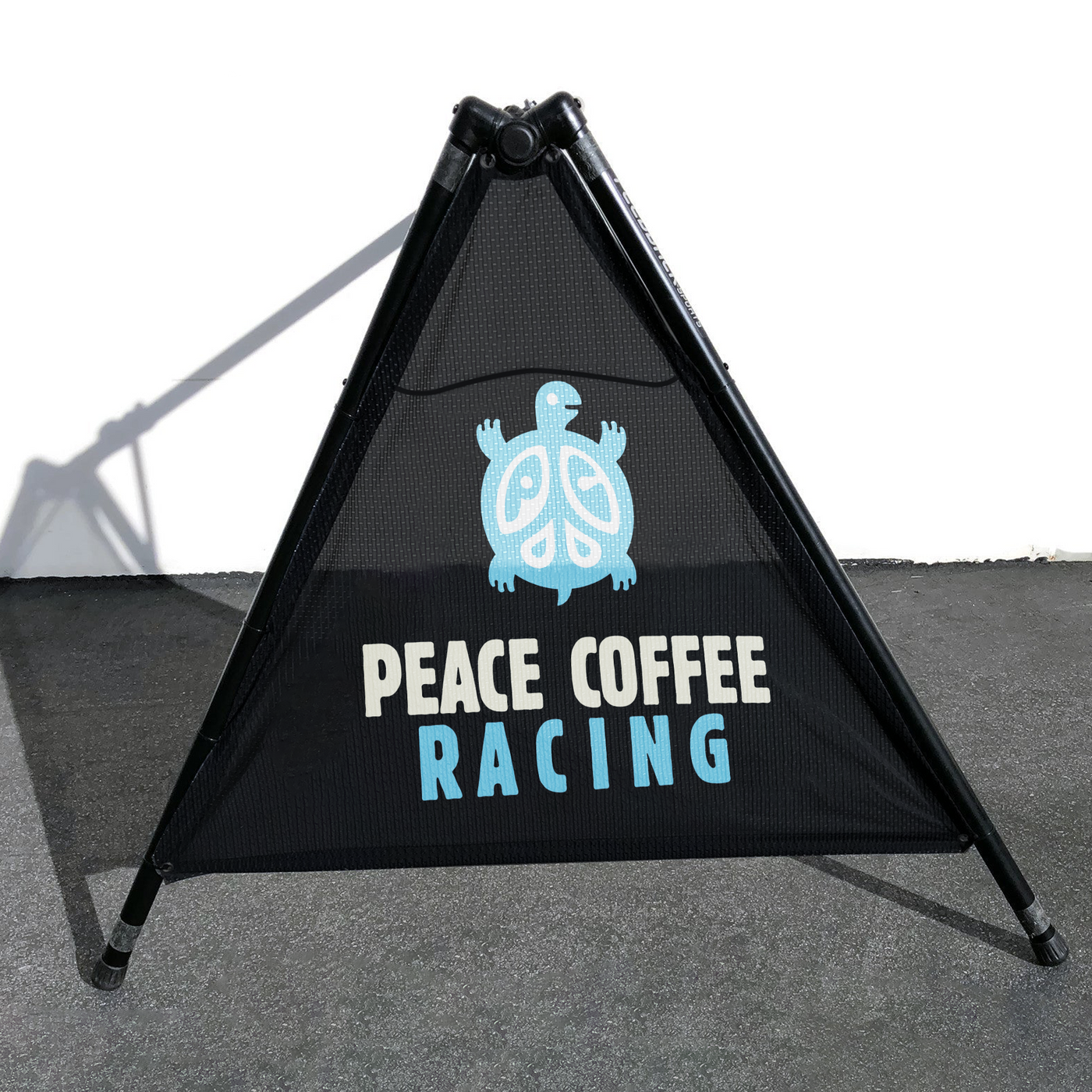 Peace Coffee Racing 2024 Bike Rack Banners (Set of 2 Mesh Banners)