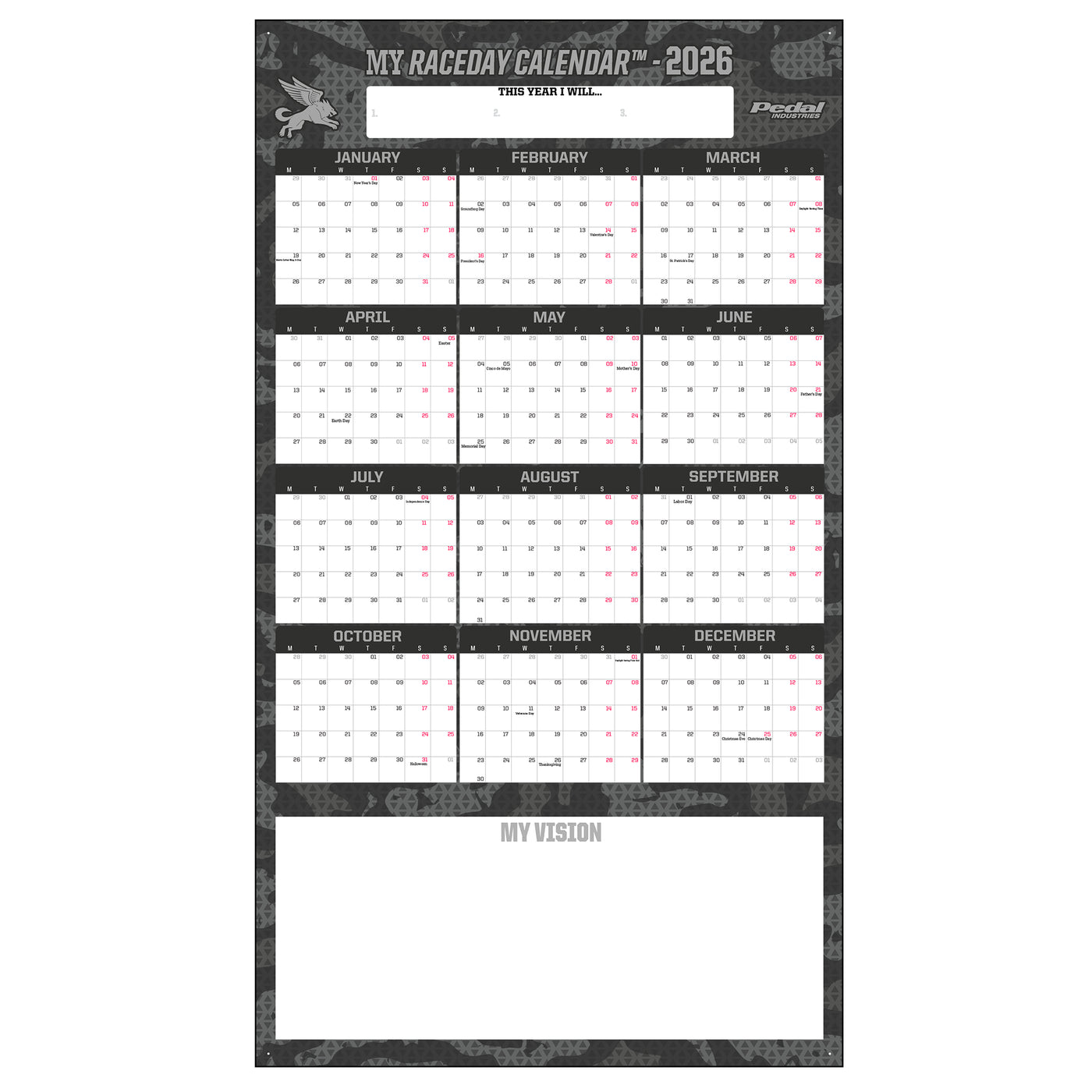 All CAMO 2026 GIANT MY RACEDAY CALENDAR ISD (7 Color Variants)