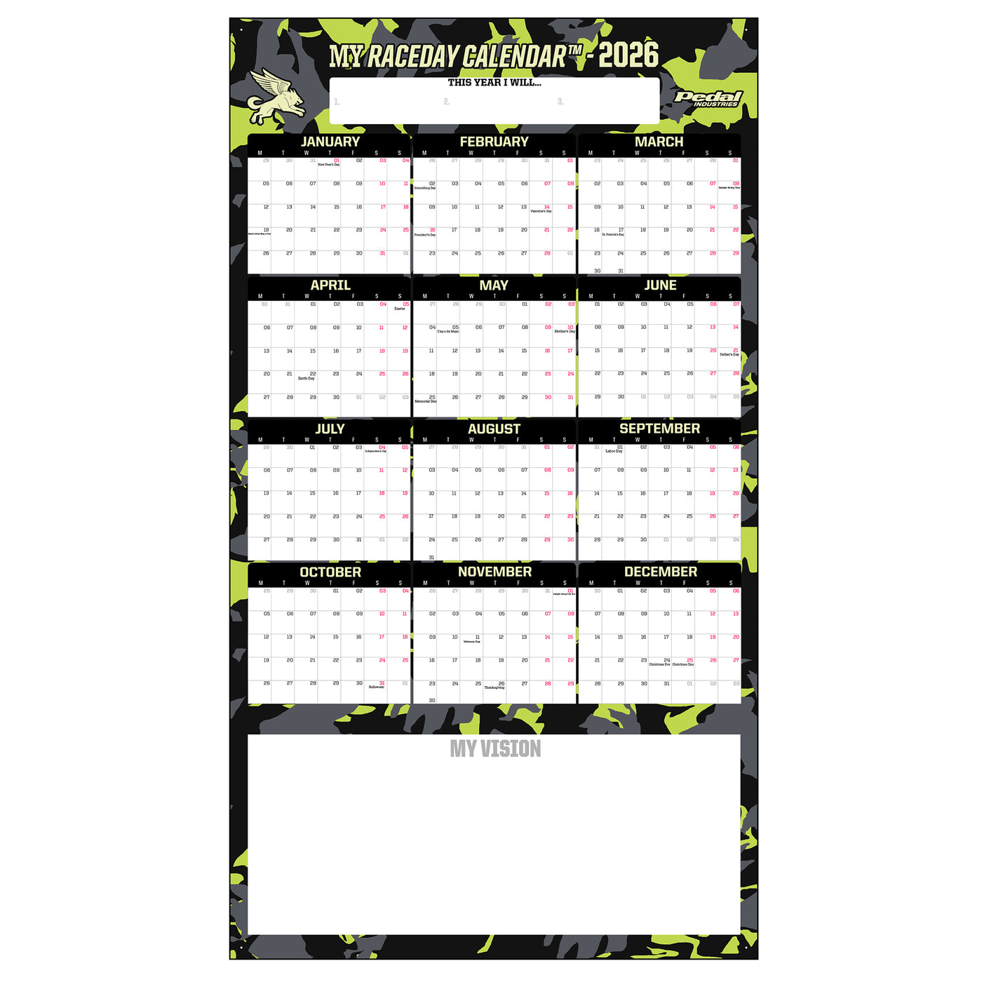 All CAMO 2026 GIANT MY RACEDAY CALENDAR ISD (7 Color Variants)