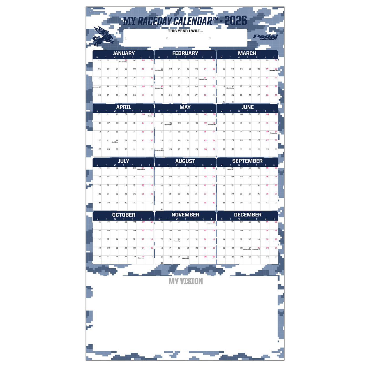 All CAMO 2026 GIANT MY RACEDAY CALENDAR ISD (7 Color Variants)