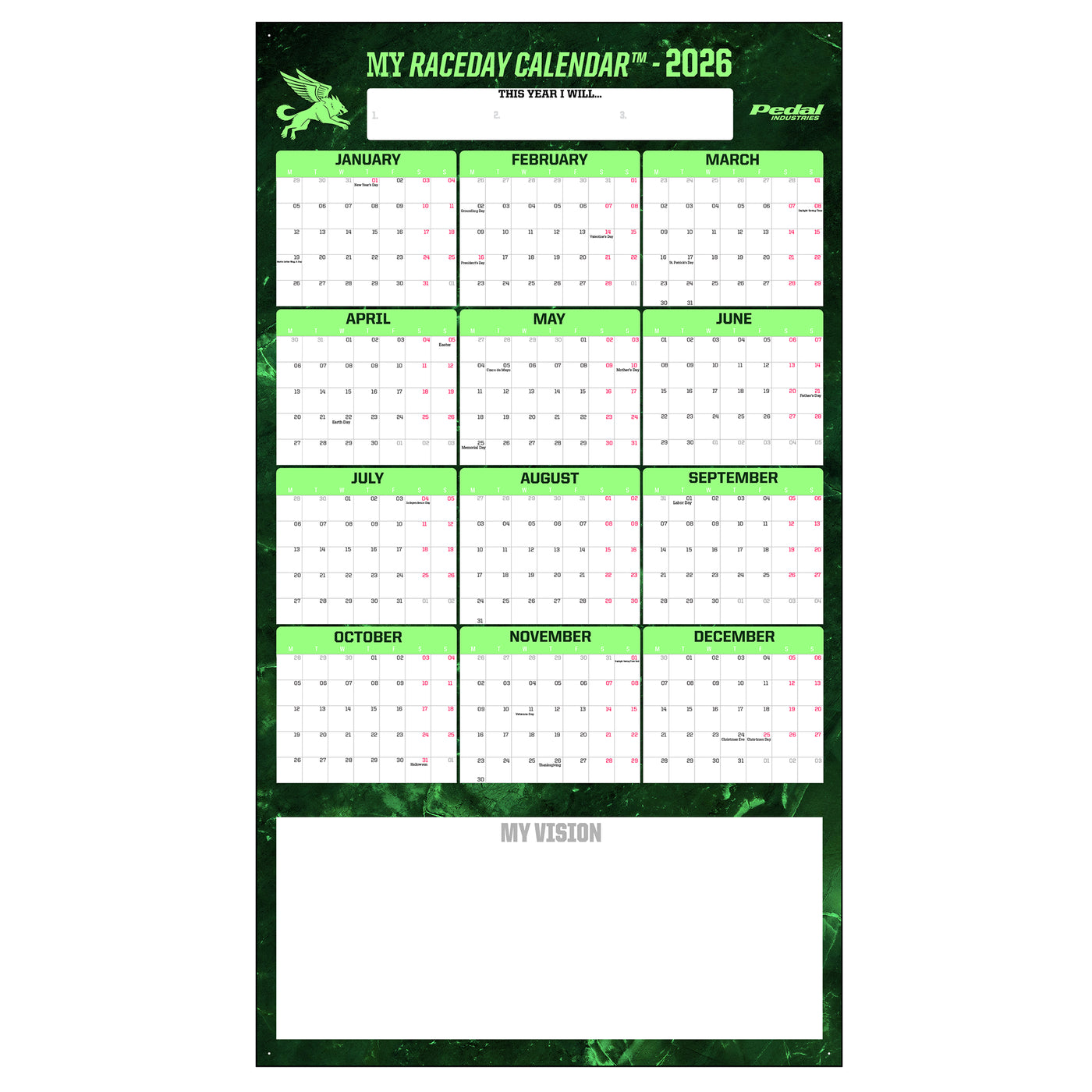 All Marble 2026 GIANT MY RACEDAY CALENDAR ISD (6 Color Variants)