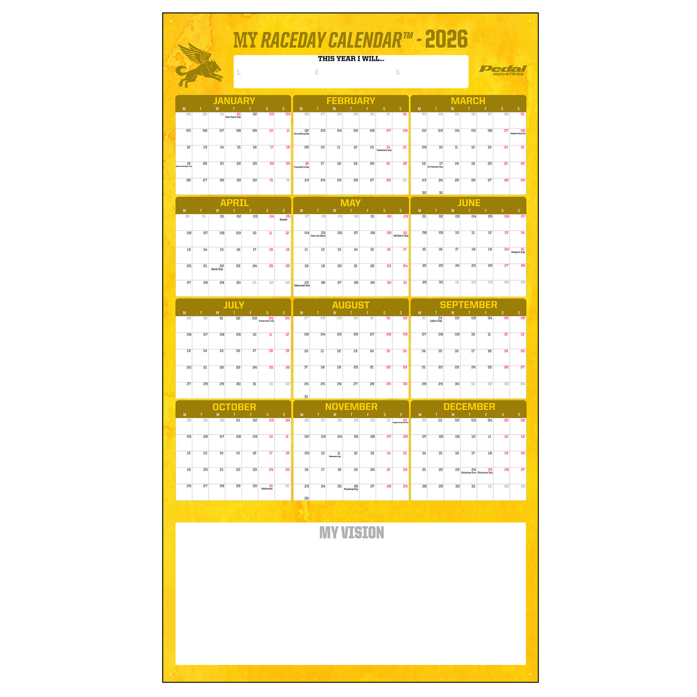 All Marble 2026 GIANT MY RACEDAY CALENDAR ISD (6 Color Variants)