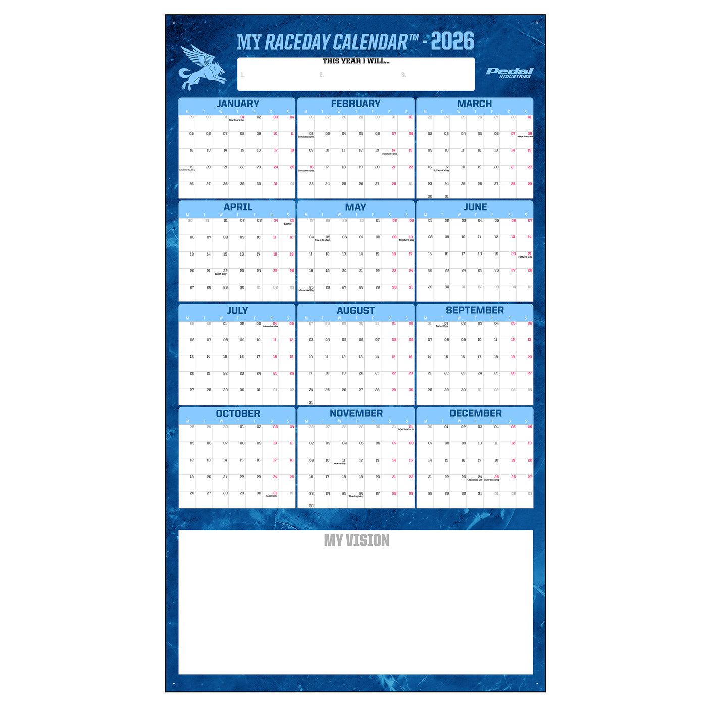 All Marble 2026 GIANT MY RACEDAY CALENDAR ISD (6 Color Variants)