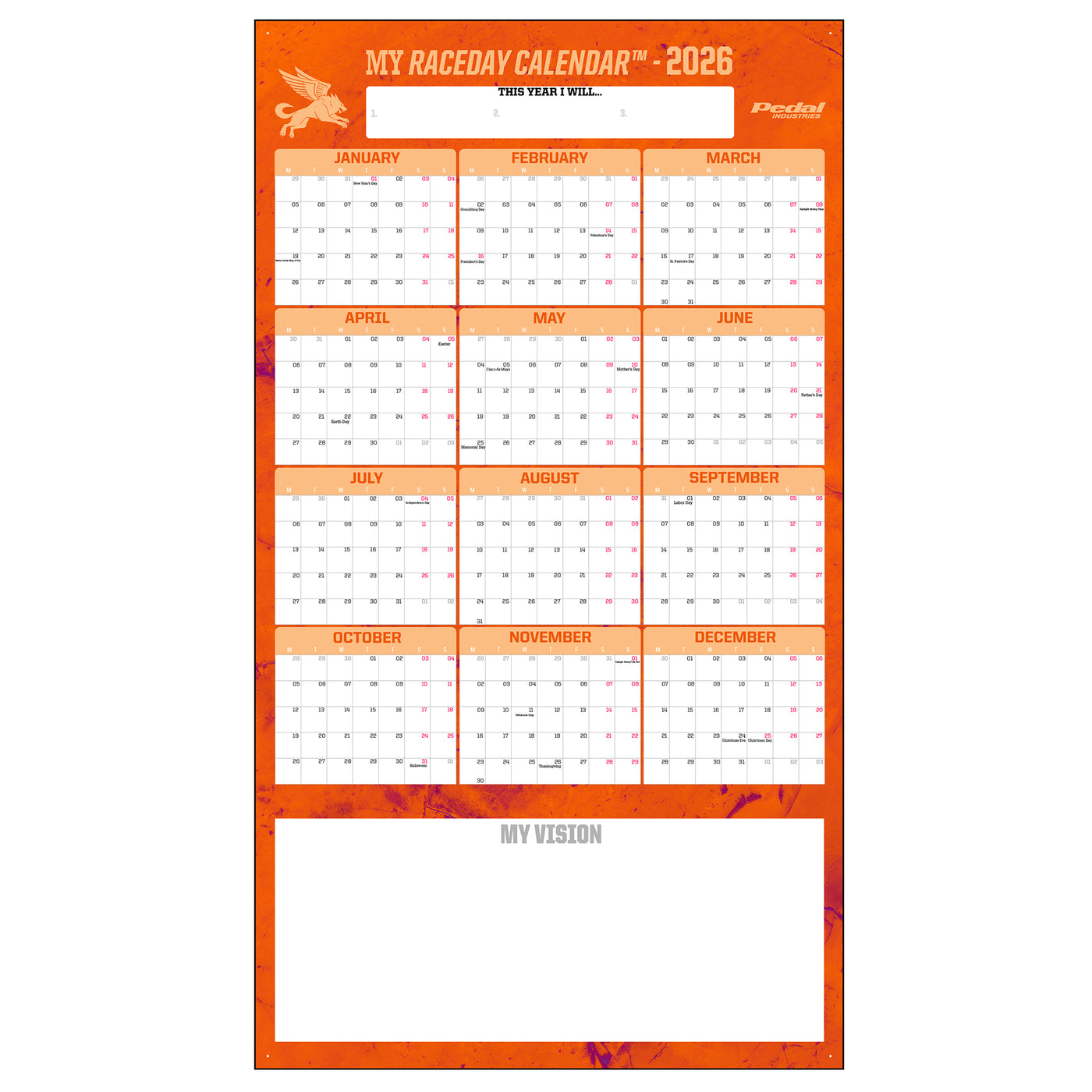All Marble 2026 GIANT MY RACEDAY CALENDAR ISD (6 Color Variants)