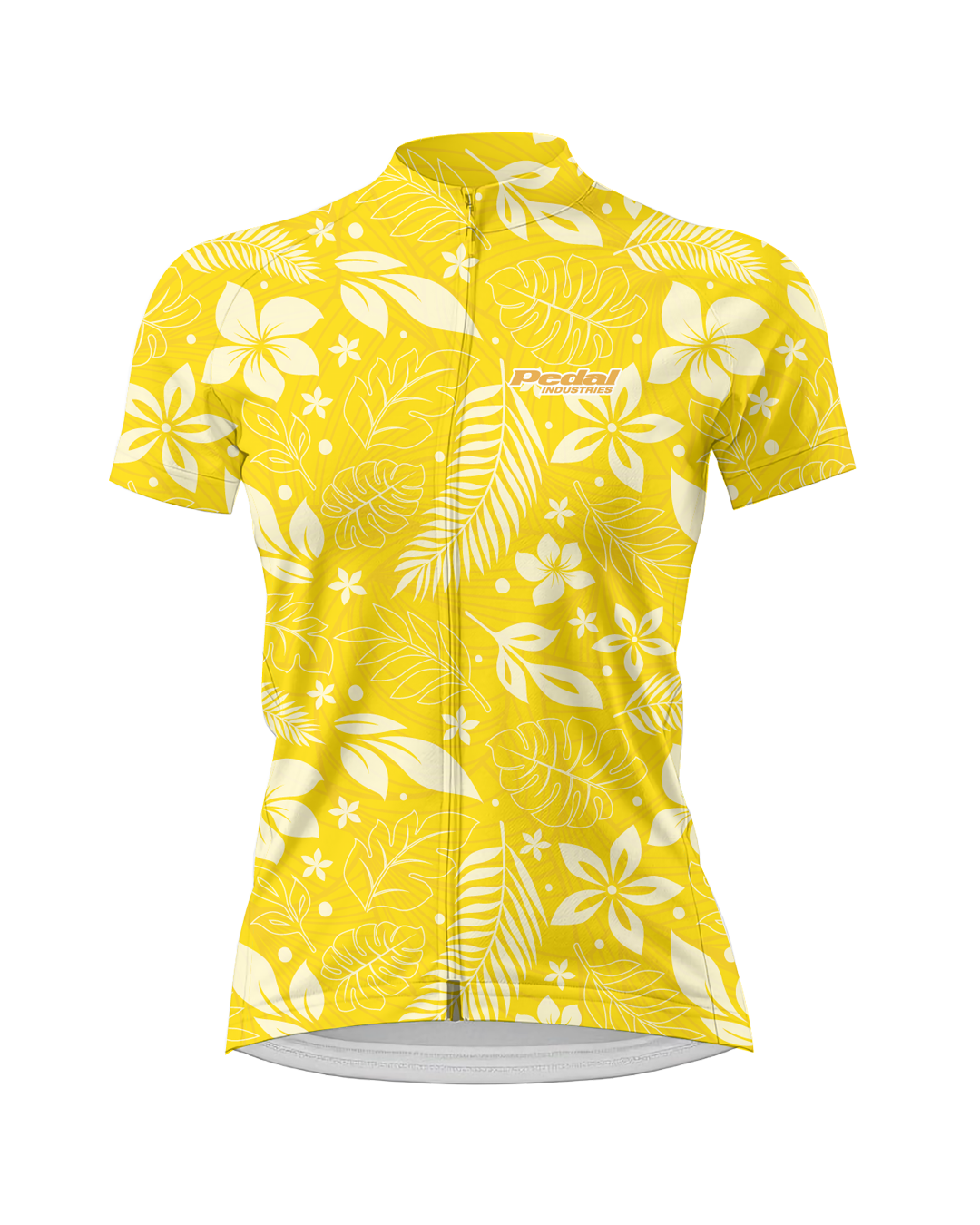 Oahu Yellow Aloha Pedal WOMEN'S PRO JERSEY ISD - flat product view, front pdp-last