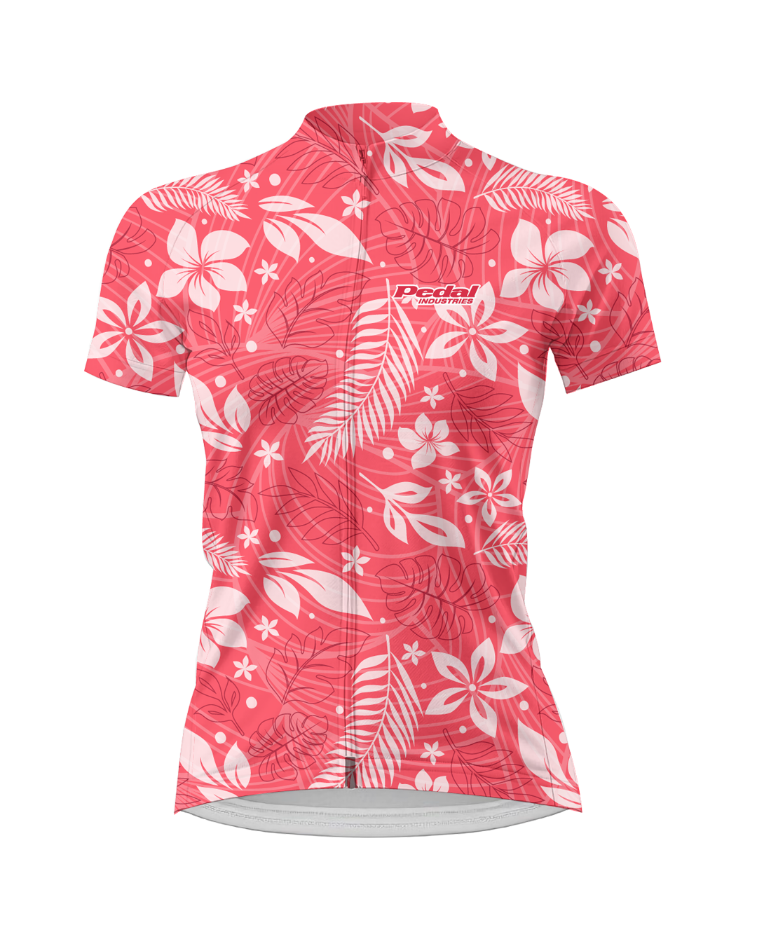 Watermelon Red Aloha Pedal WOMEN'S PRO JERSEY ISD - flat product view, front pdp-last