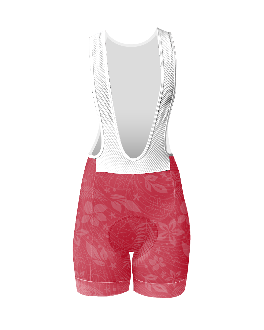 Watermelon Red Aloha Pedal WOMEN'S PRO BIB 2.5 ISD - flat product view, front pdp-last