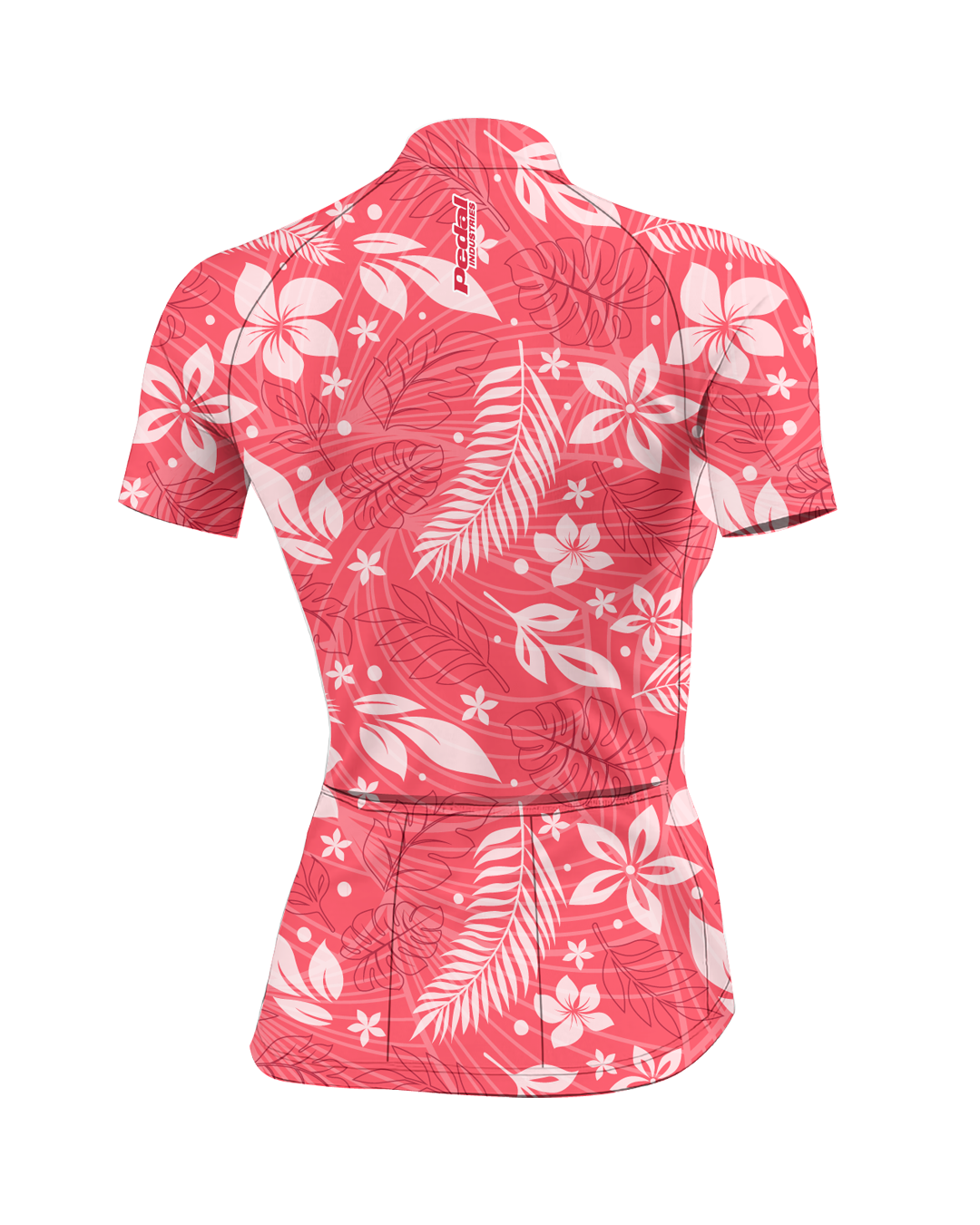 Watermelon Red Aloha Pedal WOMEN'S PRO JERSEY ISD - flat product view, back pdp-last