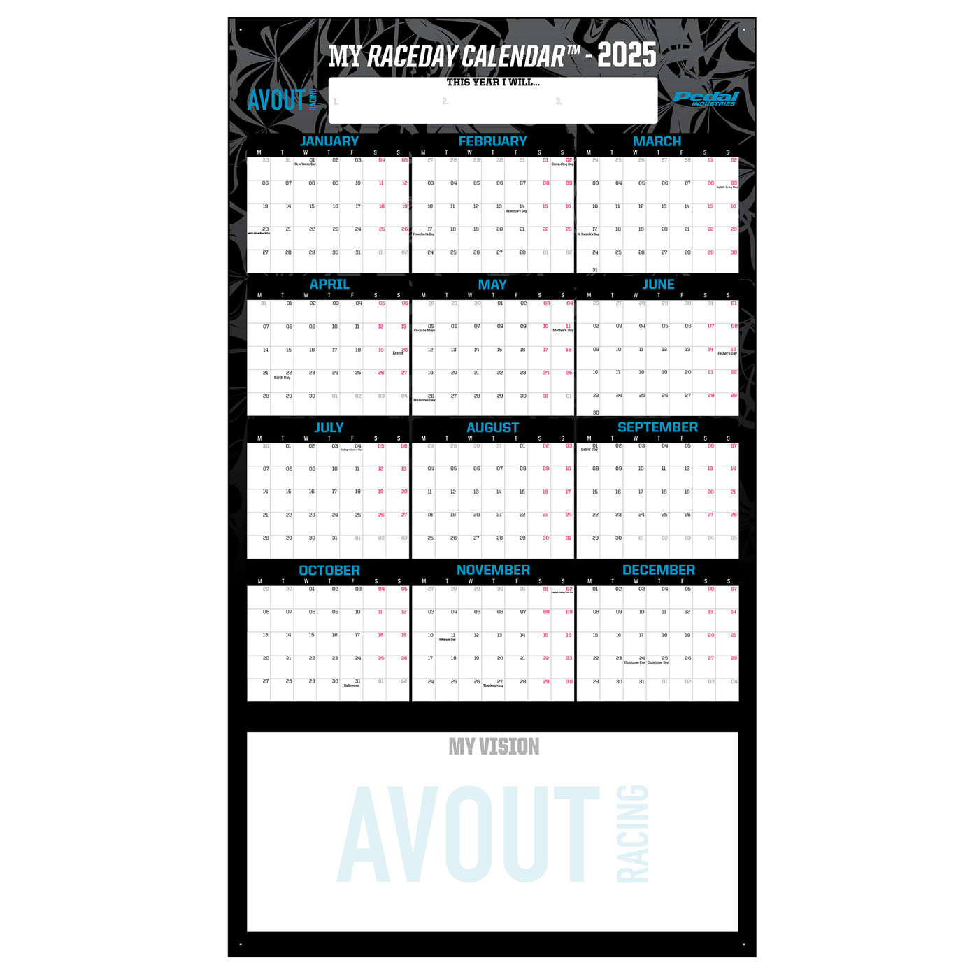 AVOUT RACING 2025 GIANT MY RACEDAY CALENDAR