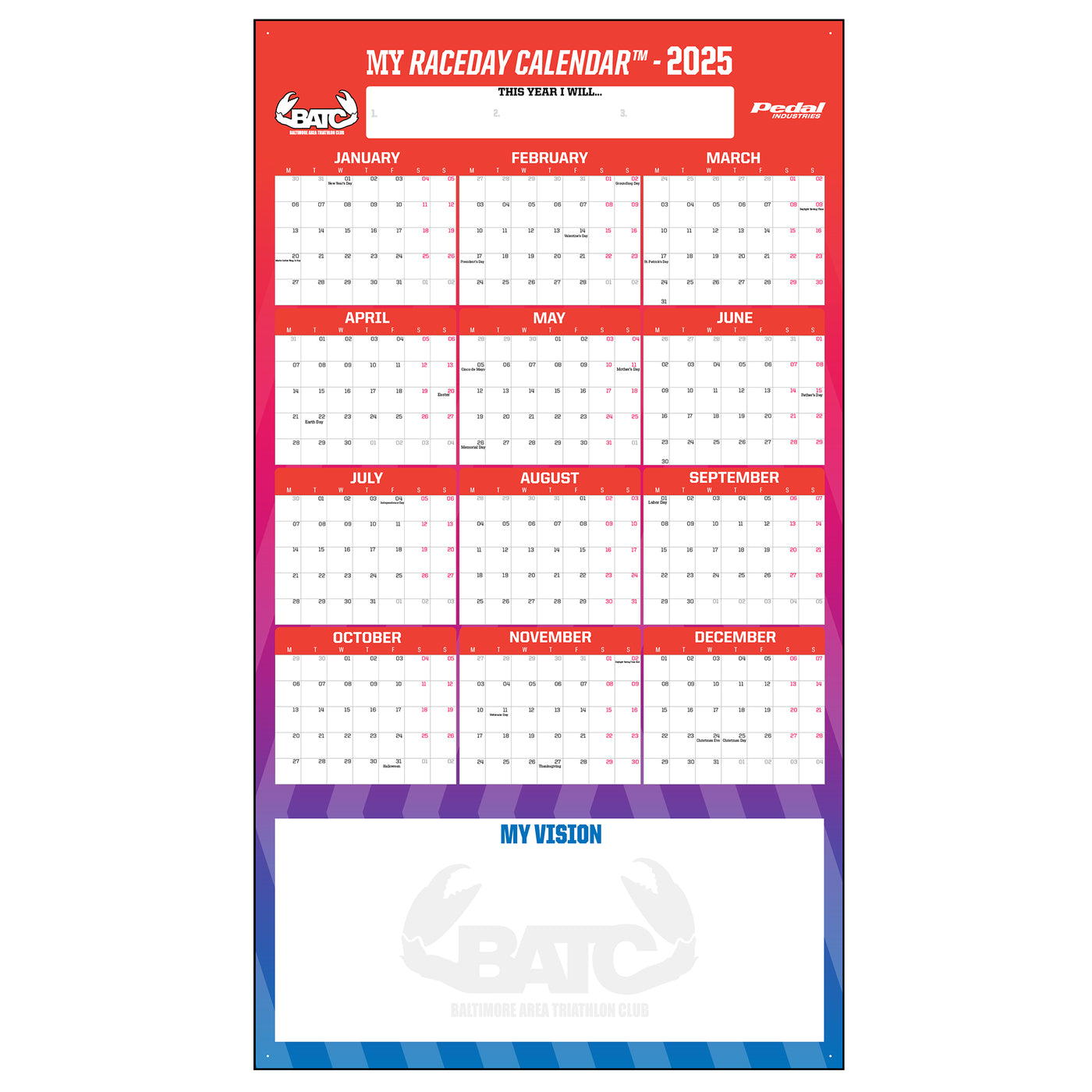BATC 2025 GIANT MY RACEDAY CALENDAR