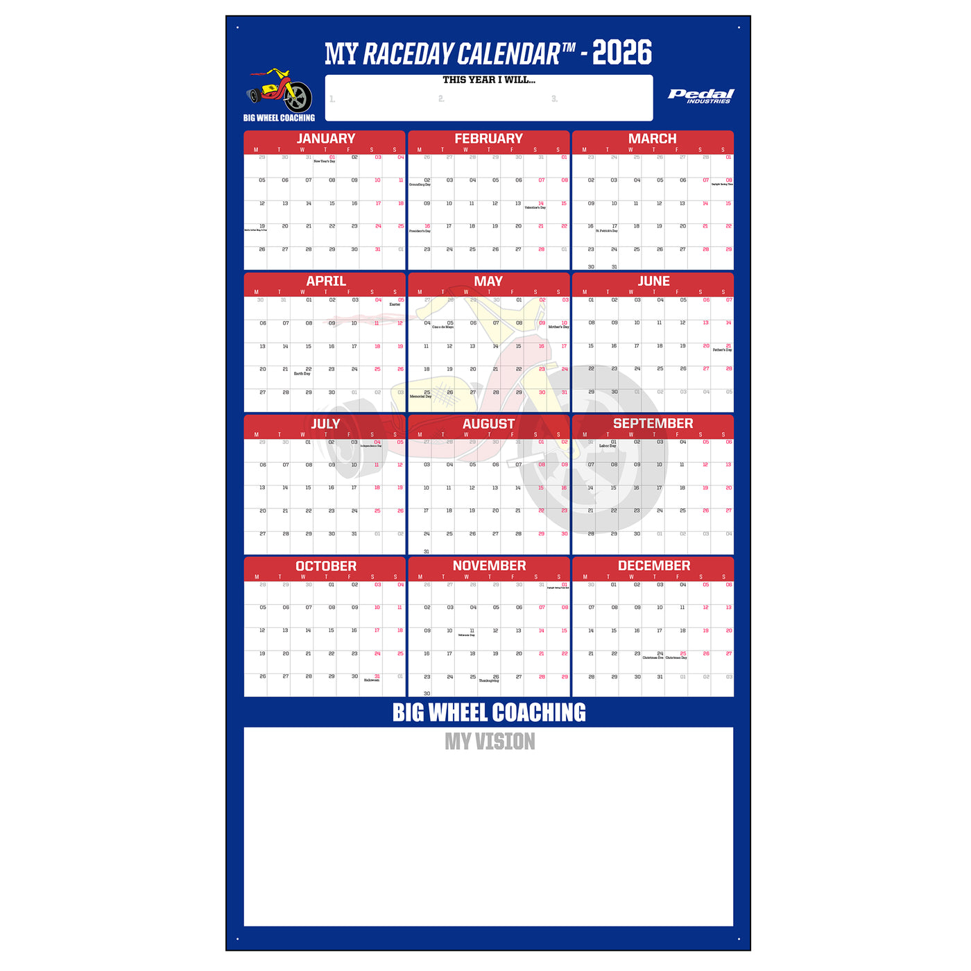 Big Wheel Coaching 2026 GIANT MY RACEDAY CALENDAR