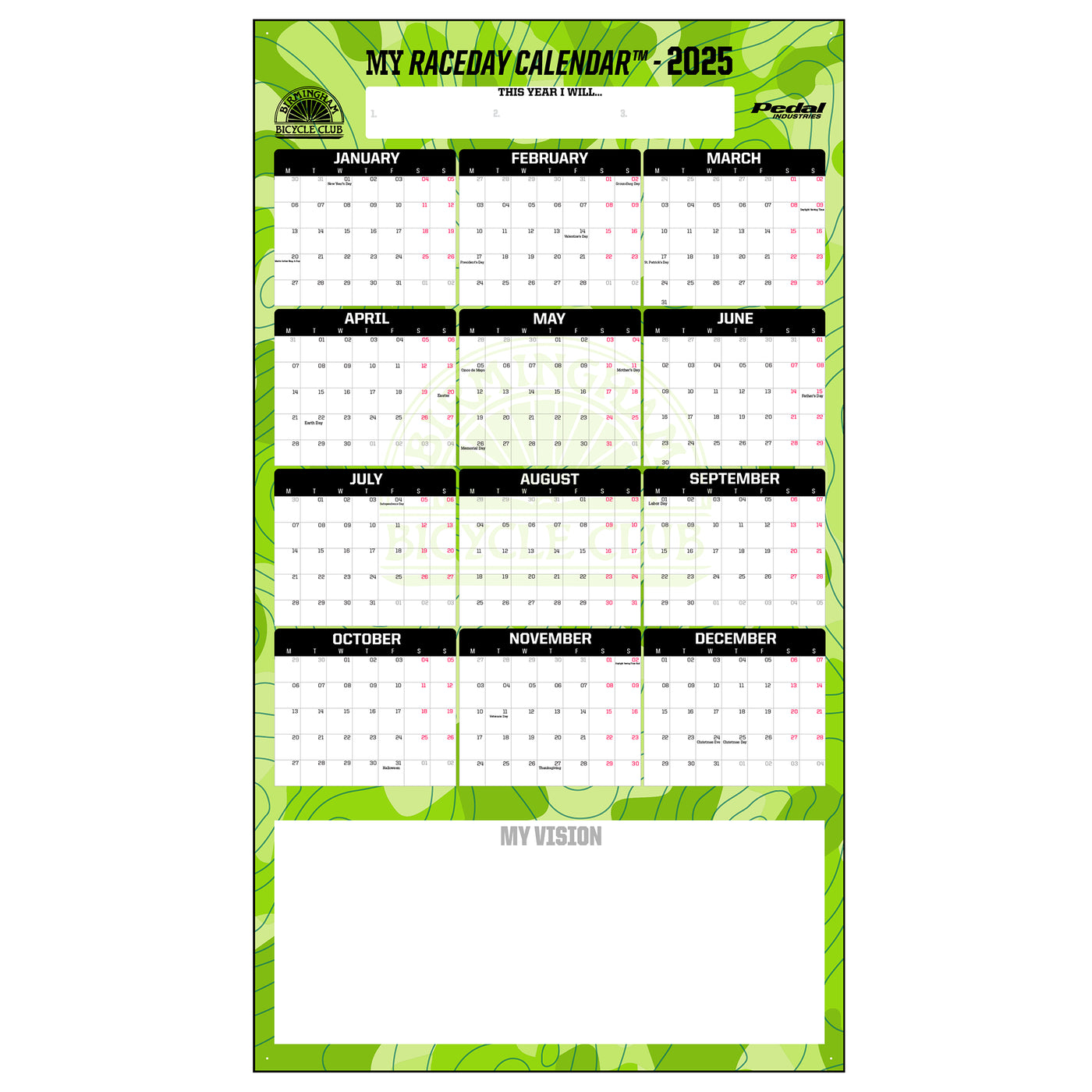 Birmingham Bicycle 2025 GIANT MY RACEDAY CALENDAR