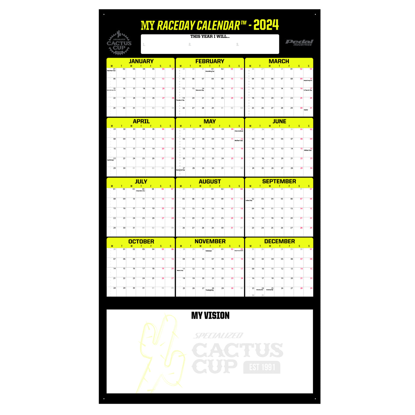 Cactus Cup Special Offer 2024 GIANT MY RACEDAY CALENDAR PEDAL Industries