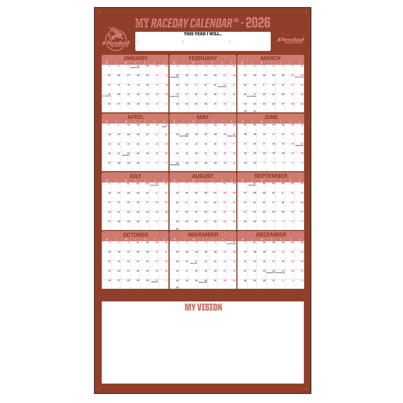 Chroma 2026 GIANT MY RACEDAY CALENDAR ISD (7 Color Variants)