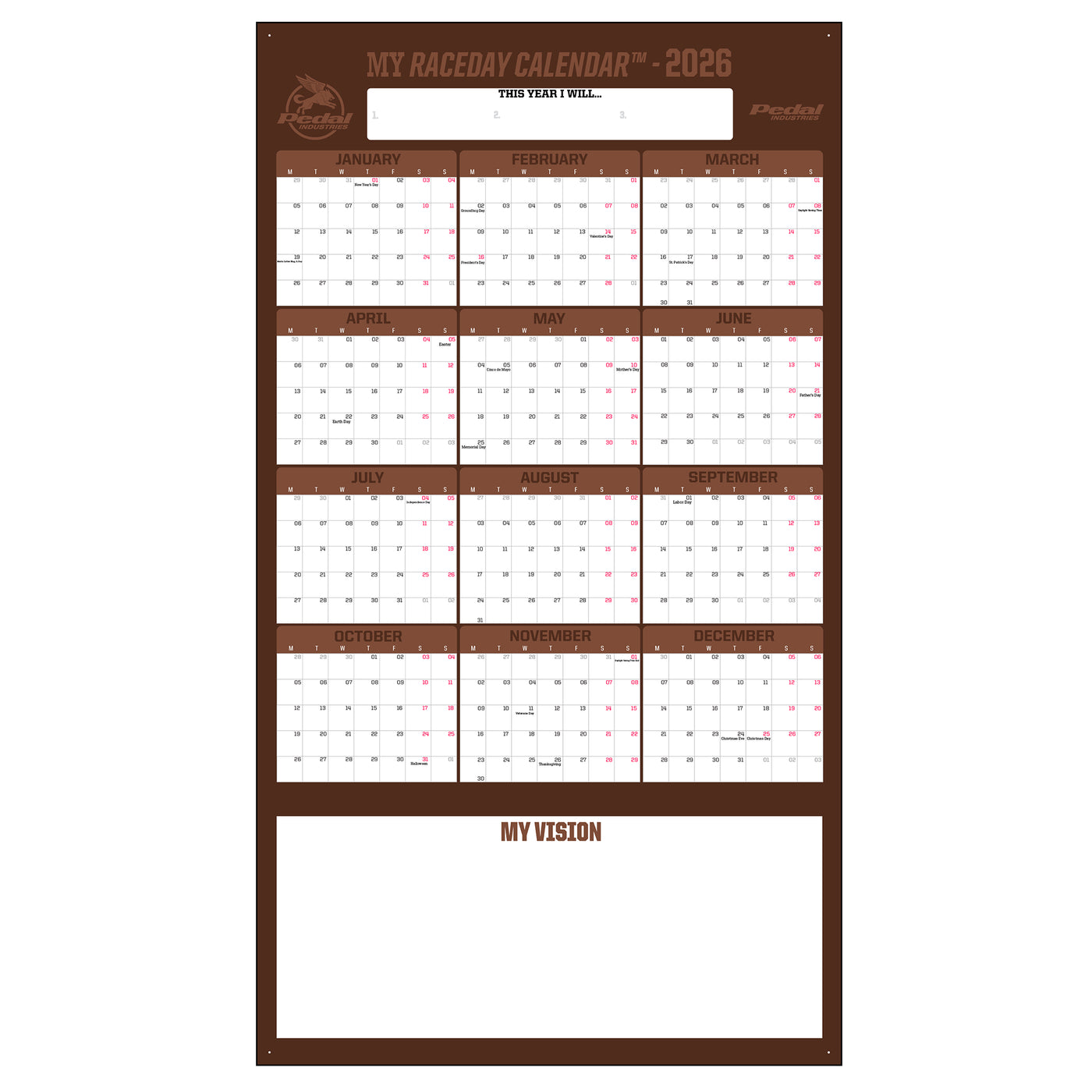 Chroma 2026 GIANT MY RACEDAY CALENDAR ISD (7 Color Variants)