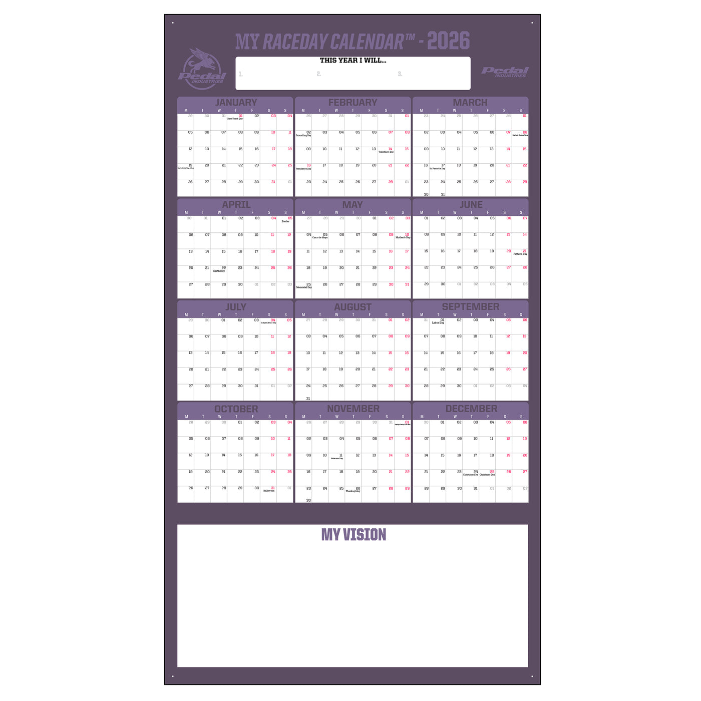 Chroma 2026 GIANT MY RACEDAY CALENDAR ISD (7 Color Variants)