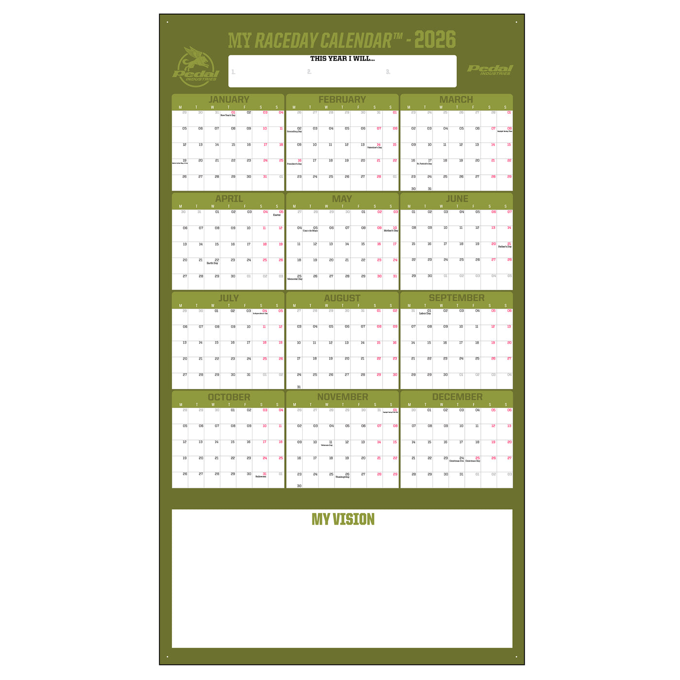 Chroma 2026 GIANT MY RACEDAY CALENDAR ISD (7 Color Variants)