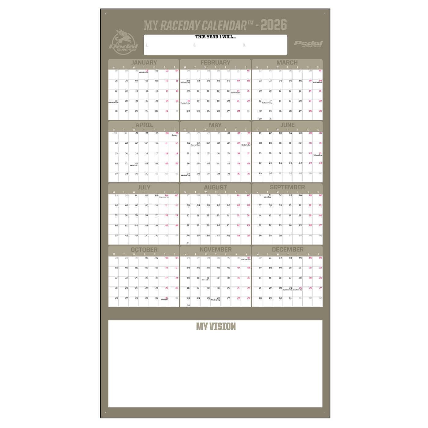 Chroma 2026 GIANT MY RACEDAY CALENDAR ISD (7 Color Variants)