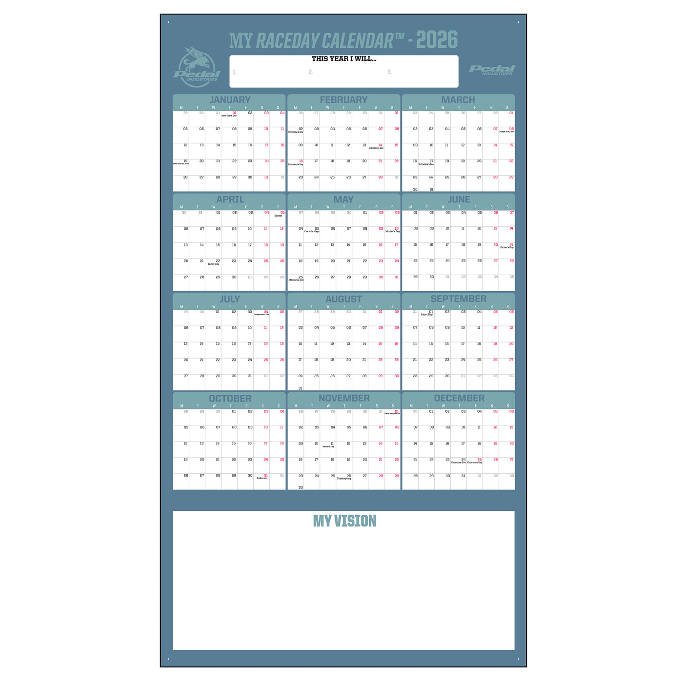 Chroma 2026 GIANT MY RACEDAY CALENDAR ISD (7 Color Variants)