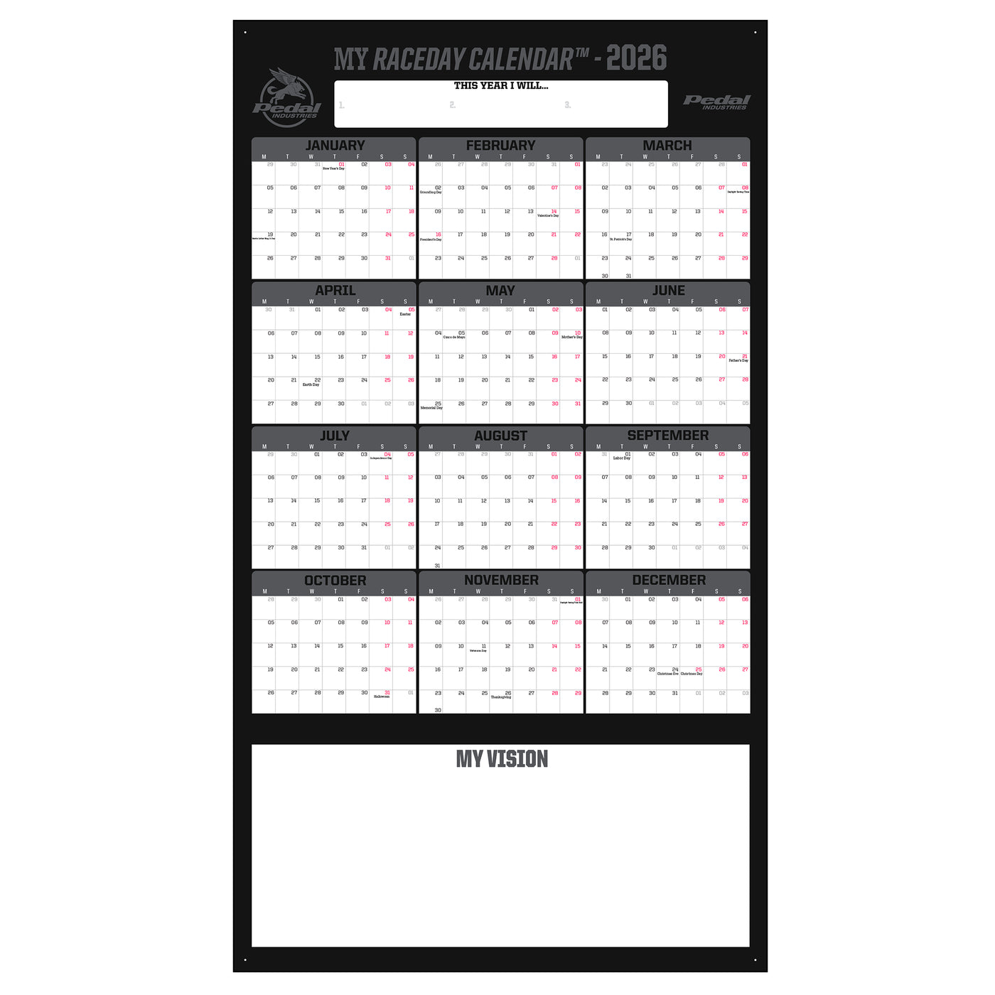 Chroma 2026 GIANT MY RACEDAY CALENDAR ISD (7 Color Variants)