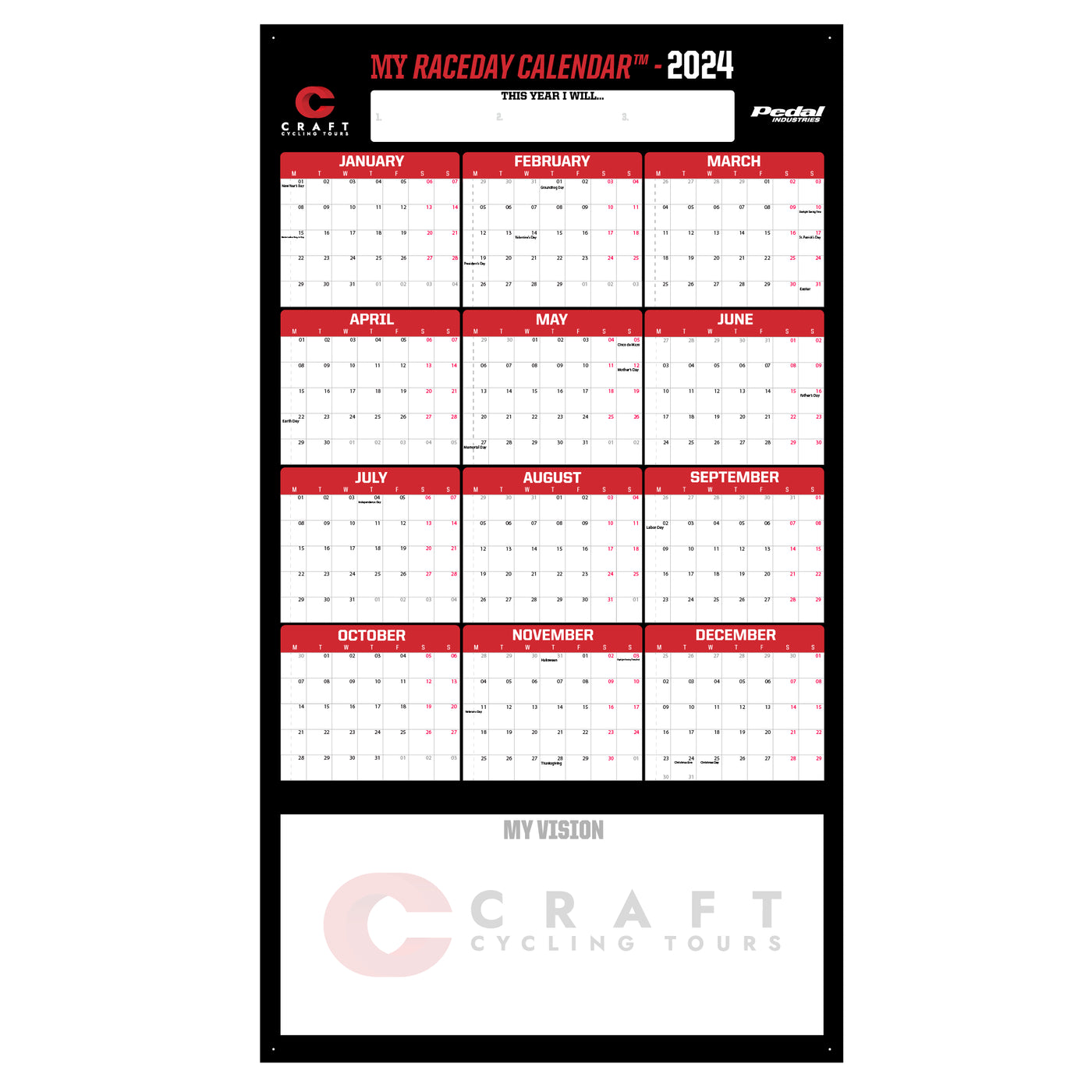 Craft Cycling Tours 2024 GIANT MY RACEDAY CALENDAR PEDAL Industries