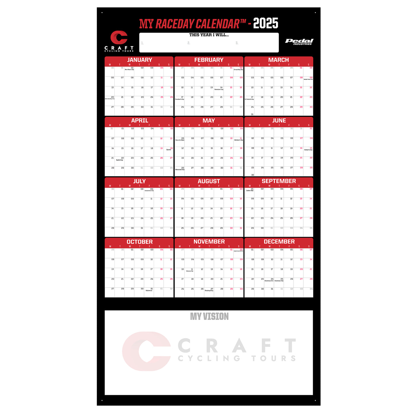 Craft Cycling Tours 2025 GIANT MY RACEDAY CALENDAR