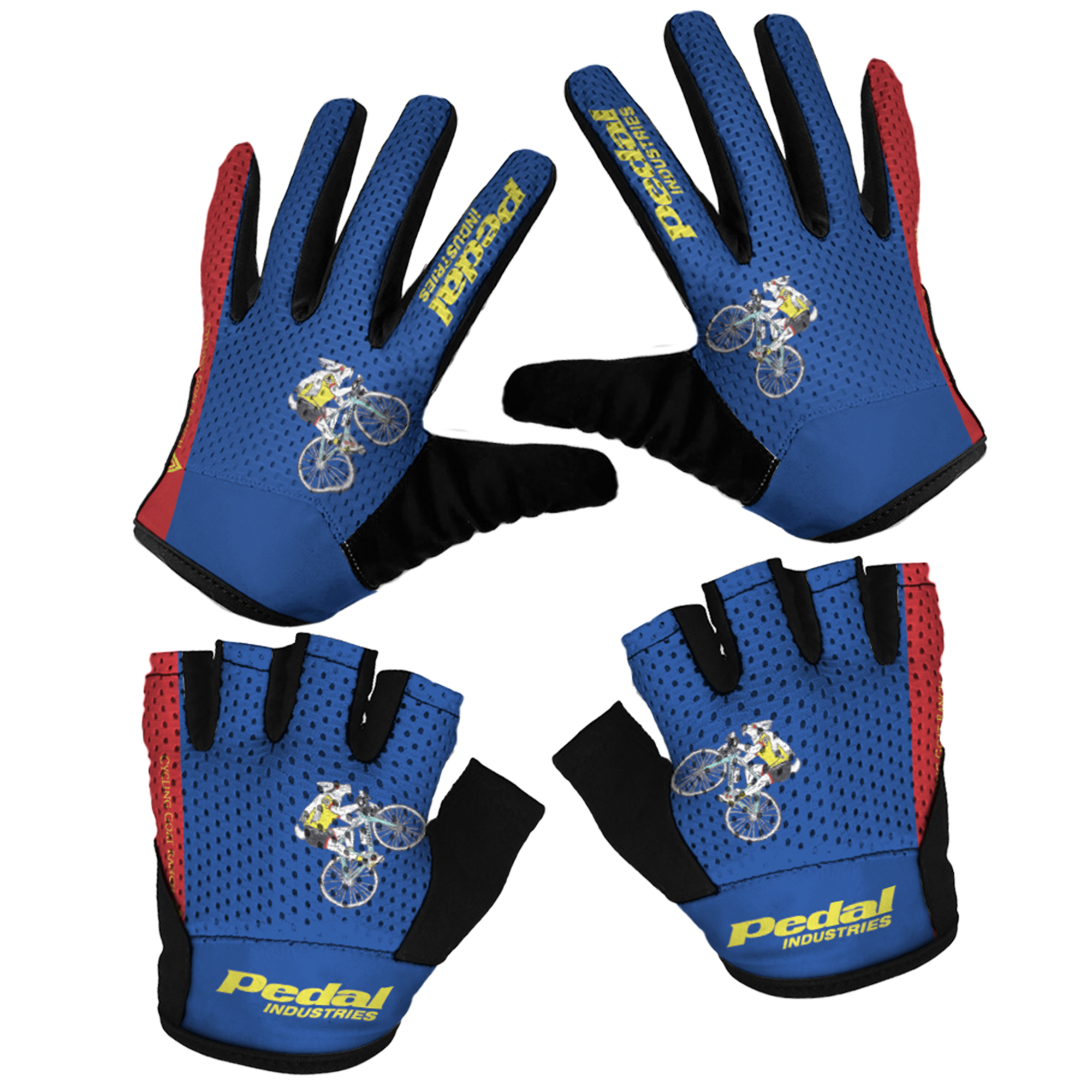 Cycling Goat Ranch 2025 SUPERLIGHT RaceDay Gloves BLUE AND RED