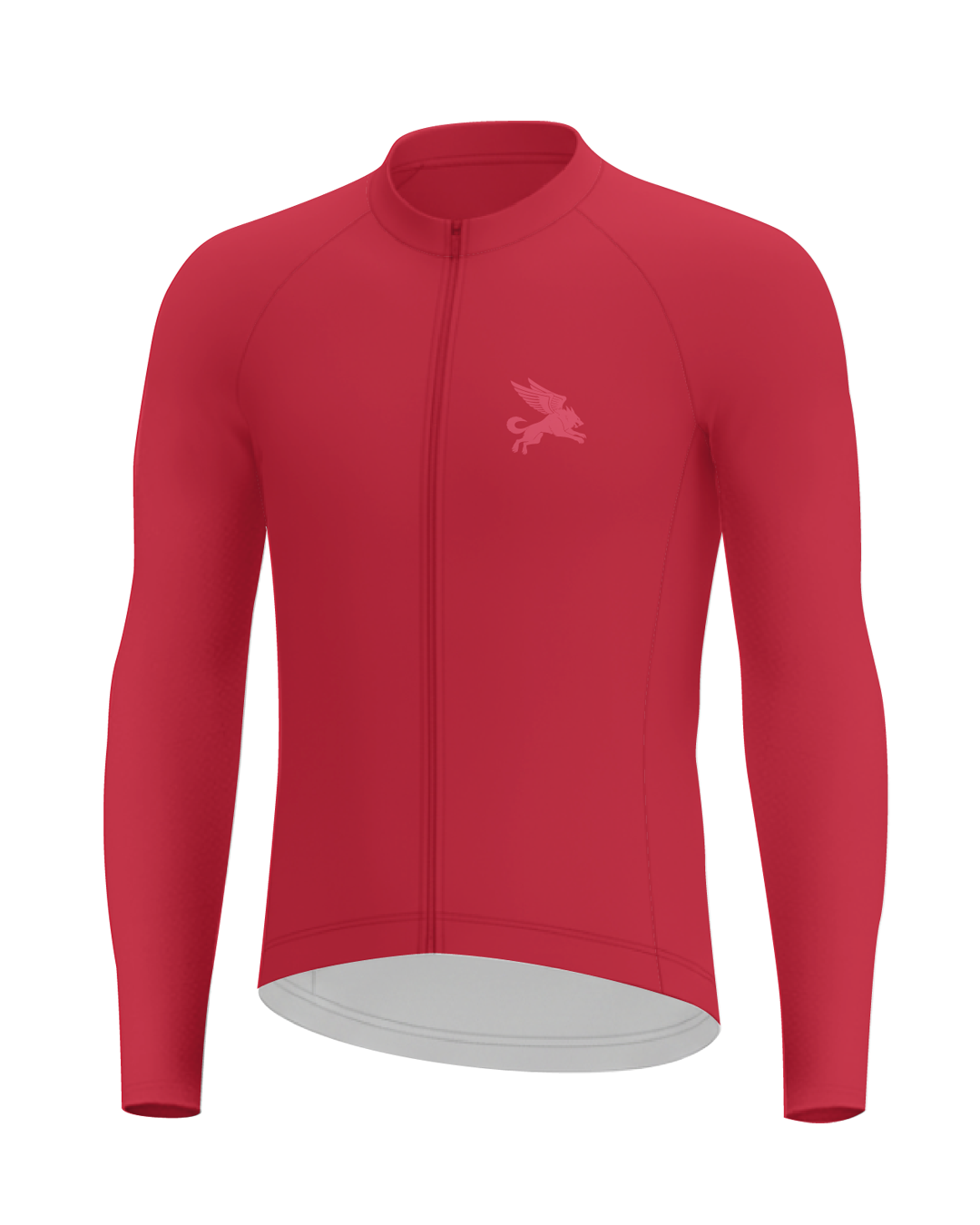 Crimson Red Cypress Spirits MEN'S Long Sleeve PRO JERSEY ISD - flat product view, front pdp-last