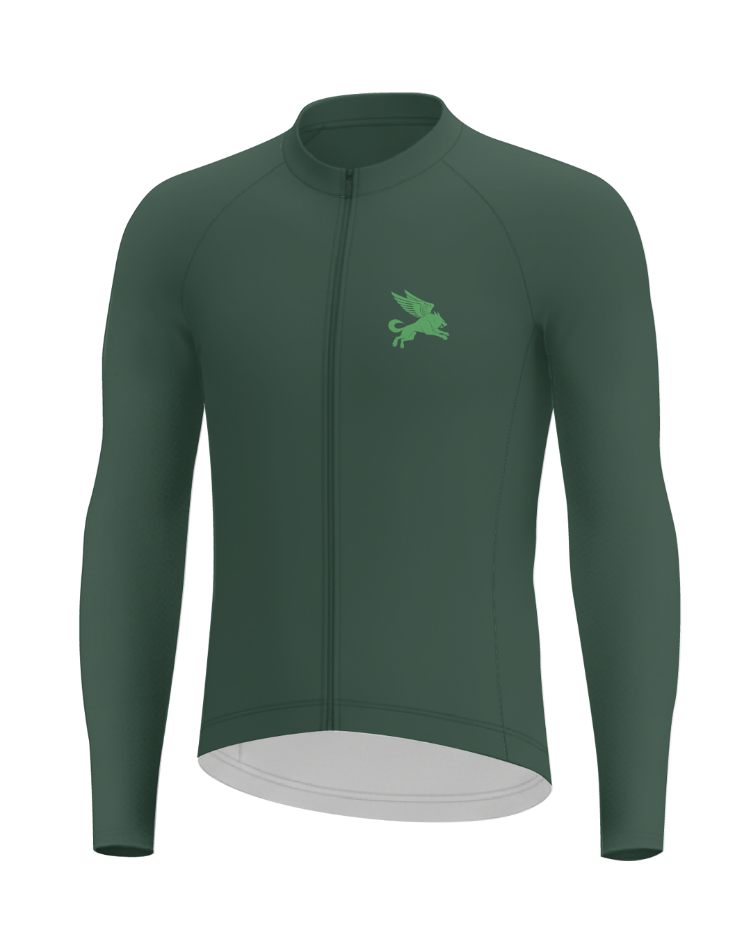 Primal Green Cypress Spirits MEN'S Long Sleeve PRO JERSEY ISD - flat product view, front pdp-last