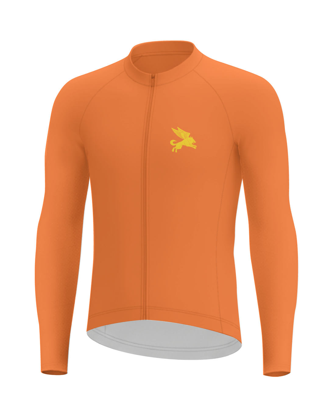 Solar Orange Cypress Spirits MEN'S Long Sleeve PRO JERSEY ISD - flat product view, front pdp-last