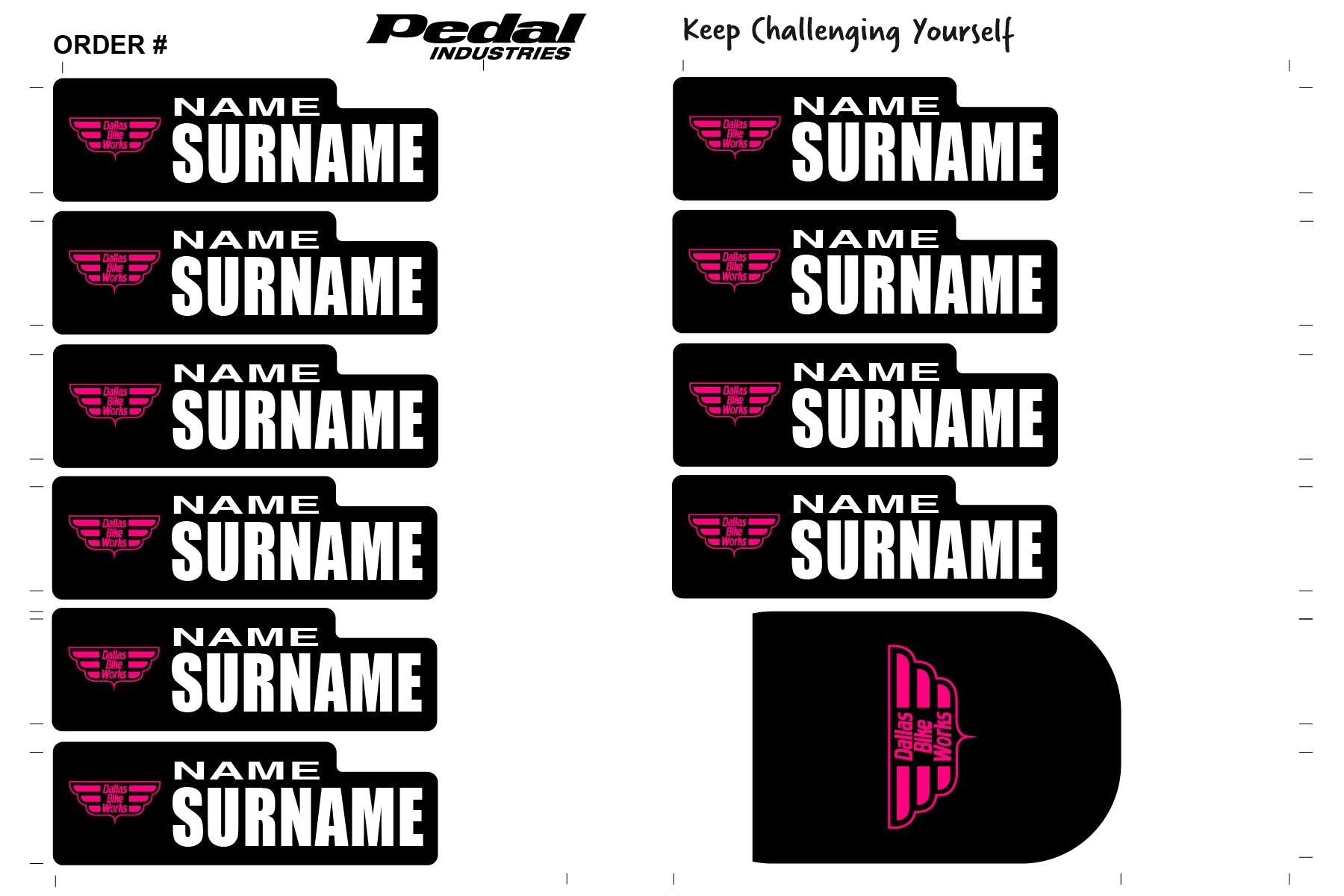 Dallas Bike Works 2024 ID Sticker Bikes & Gear PINK-BLACK