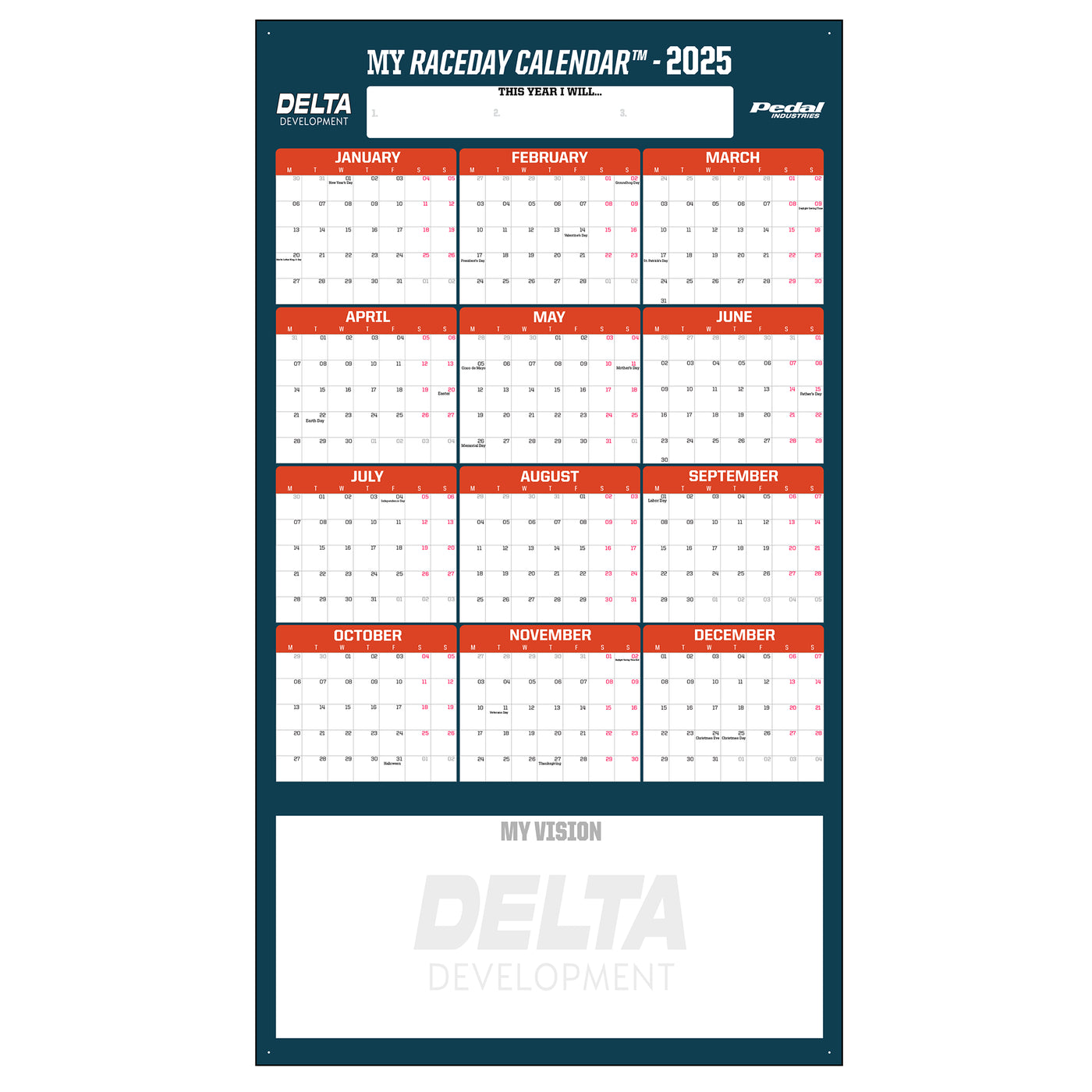 Delta Development 2025 GIANT MY RACEDAY CALENDAR – PEDAL Industries