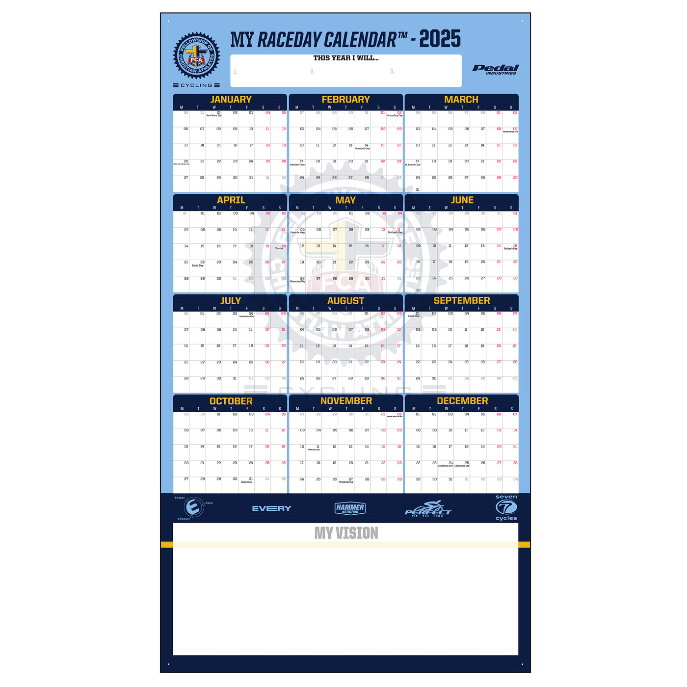 FCA Cycling 2025 GIANT MY RACEDAY CALENDAR