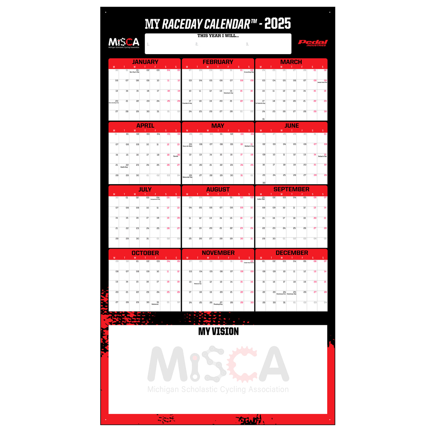 MISCA 2025 GIANT MY RACEDAY CALENDAR