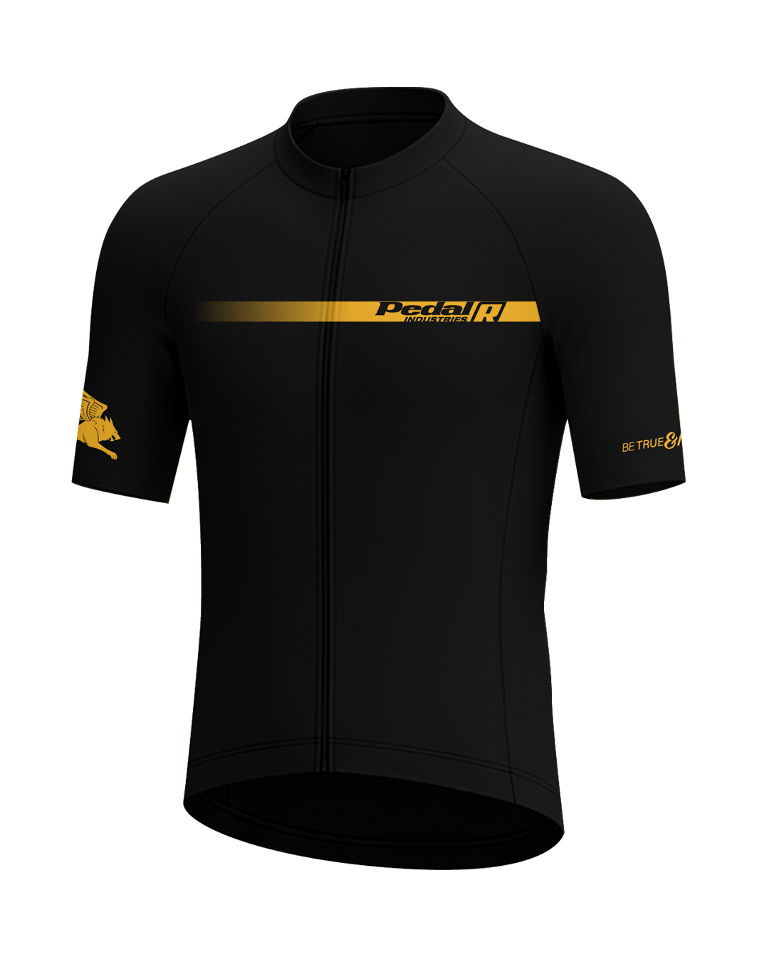 Black with Gold Pedal R MENS PRO JERSEY ISD - flat product view, front pdp-last