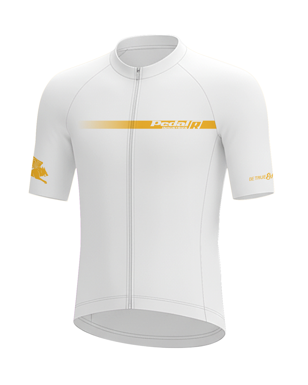 White with Gold Pedal R MENS PRO JERSEY ISD - flat product view, front pdp-last