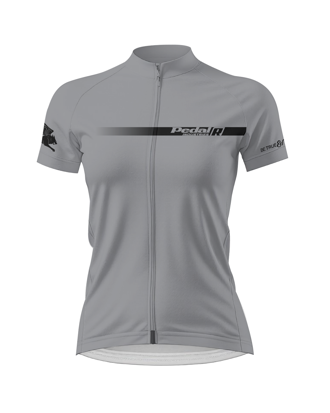 Gray with Black Pedal R WOMEN'S PRO JERSEY ISD - flat product view, front pdp-last