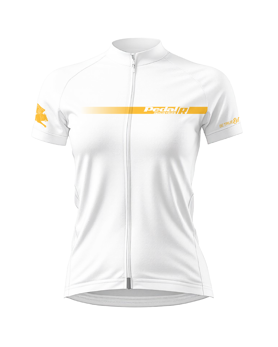 White with Gold Pedal R WOMEN'S PRO JERSEY ISD - flat product view, front pdp-last