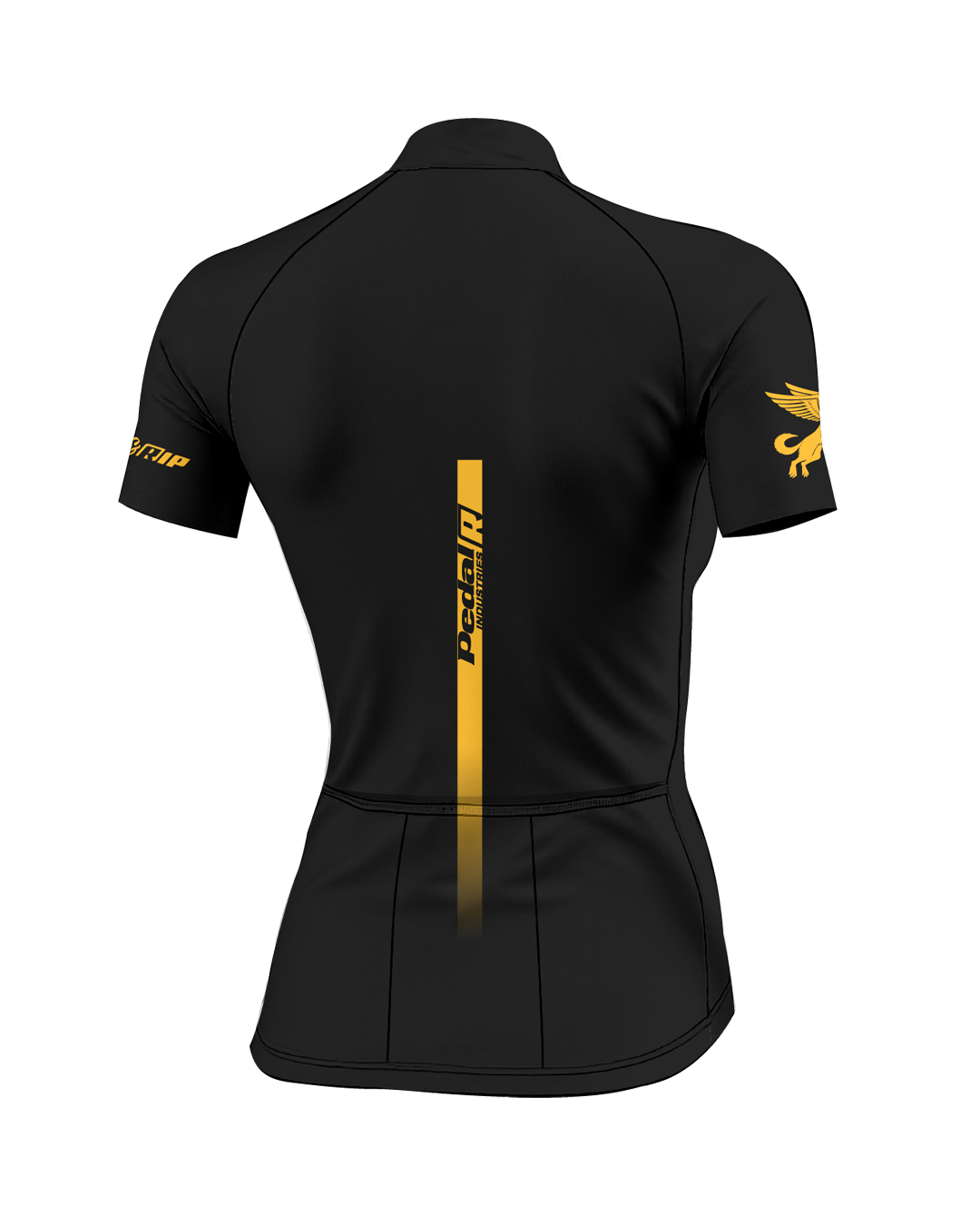 Black with Gold Pedal R WOMEN'S PRO JERSEY ISD - flat product view, back pdp-last