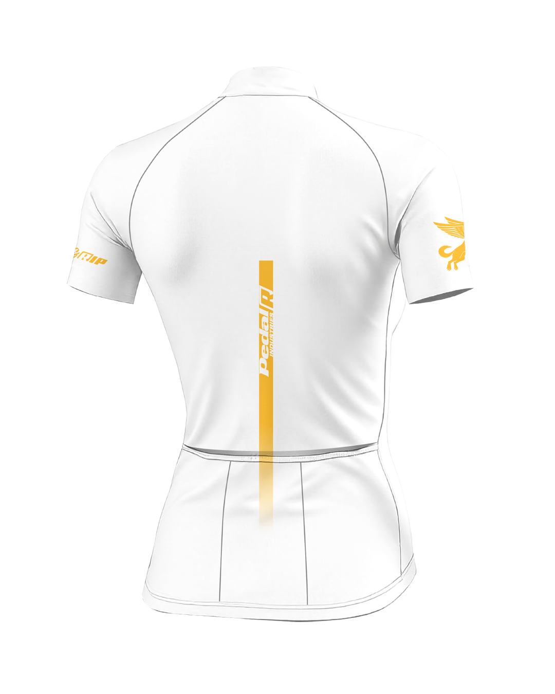 White with Gold Pedal R WOMEN'S PRO JERSEY ISD - flat product view, back pdp-last