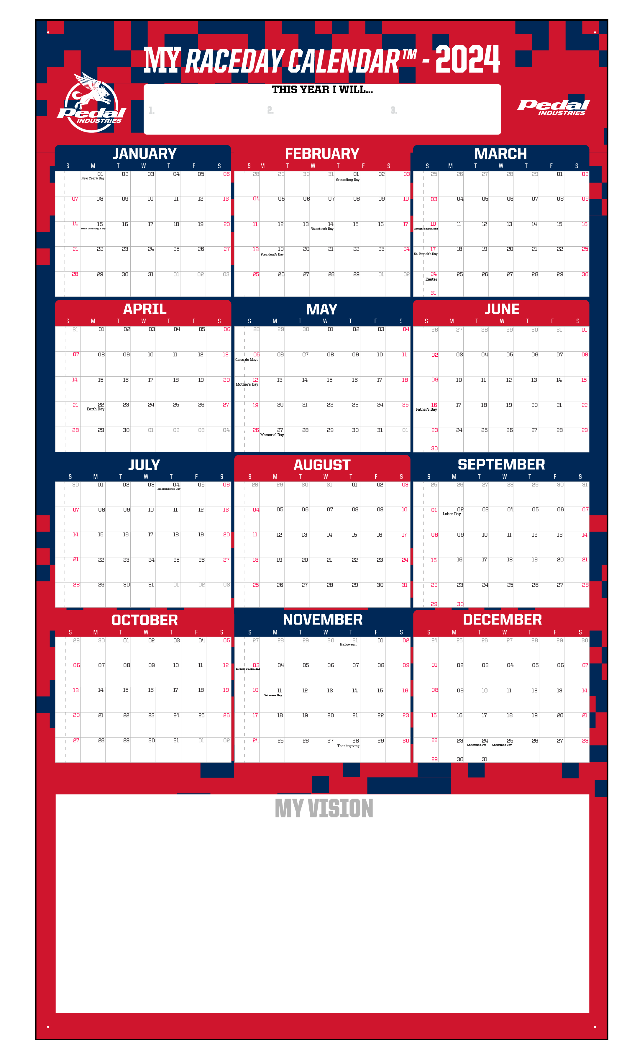 Pedal 2024 GIANT MY RACEDAY CALENDAR (SUN-SAT) – PEDAL Industries