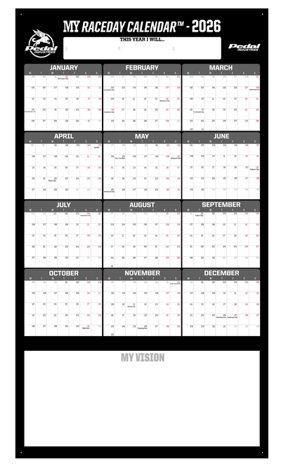 Pedal BLACK 2026 GIANT MY RACEDAY CALENDAR