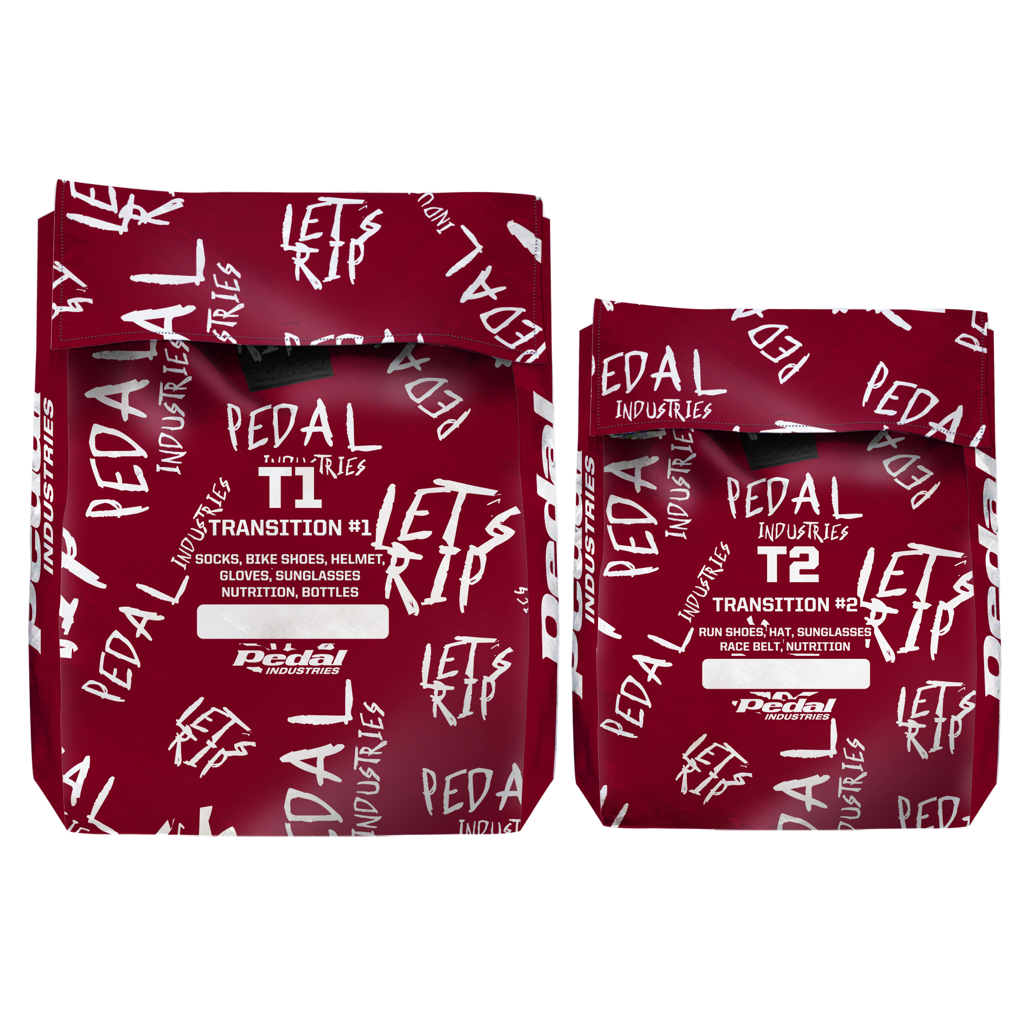Burgundy-White Pedal PUNK Triathlon  T1/T2 Transition Bags ISD