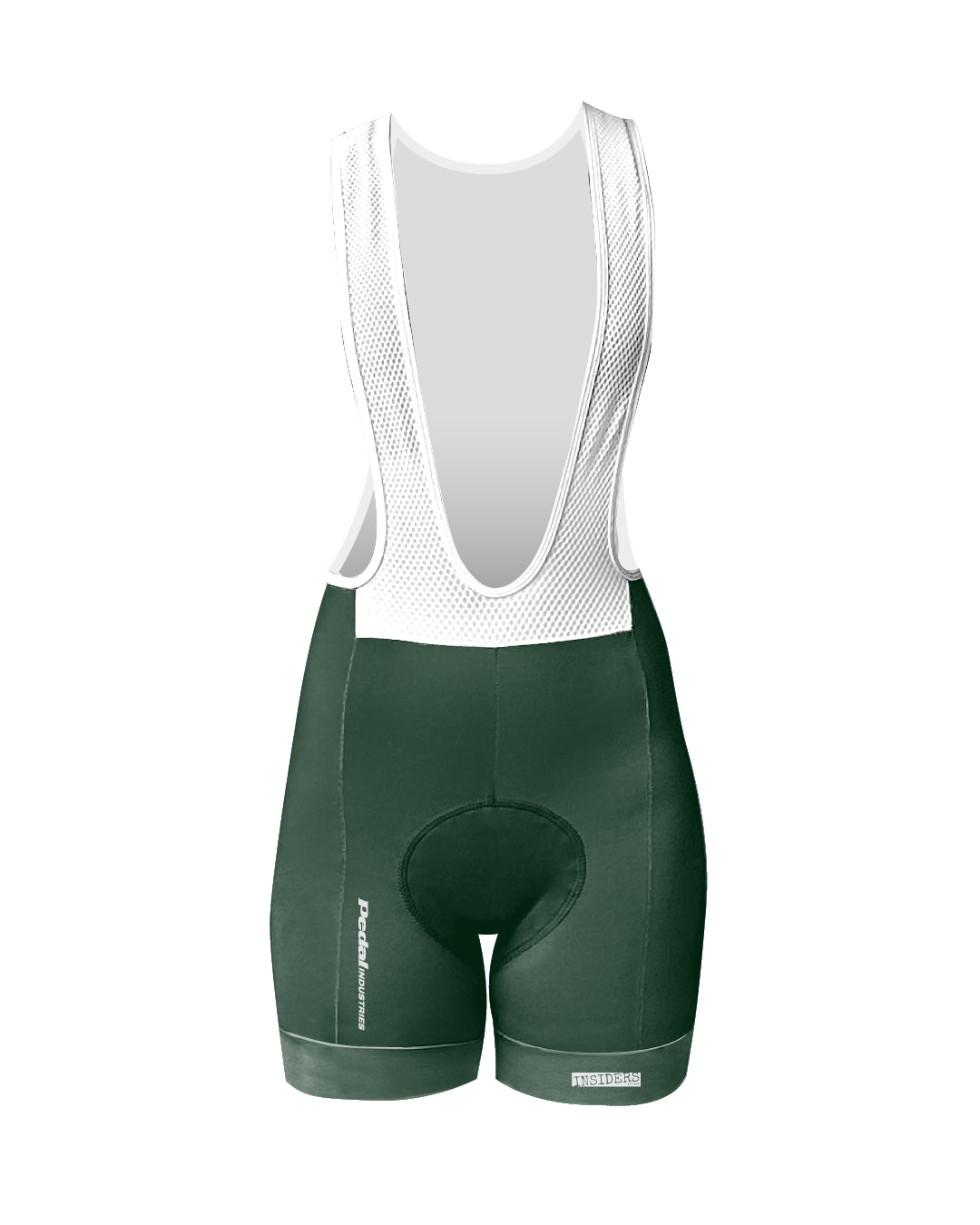 Deep Green PEDAL Insiders 2027 WOMEN'S PRO BIB 2.5 ISD - flat product view, front pdp-last