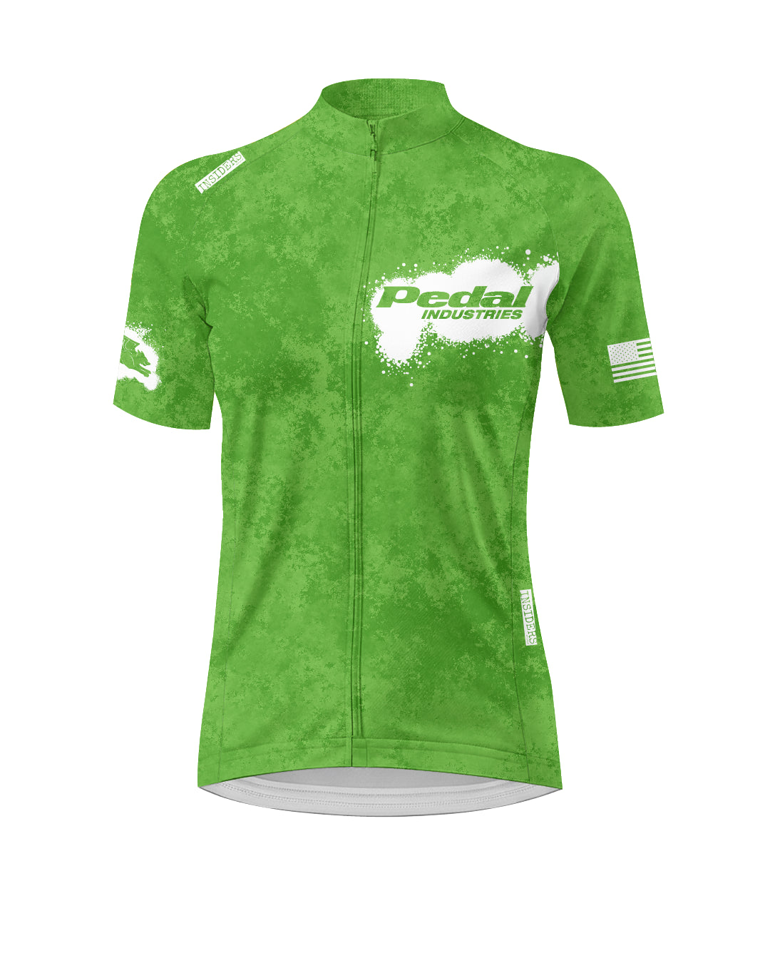 Lime Green PEDAL Insiders 2027 WOMEN'S PRO JERSEY 2.5 ISD - flat product view, front pdp-last