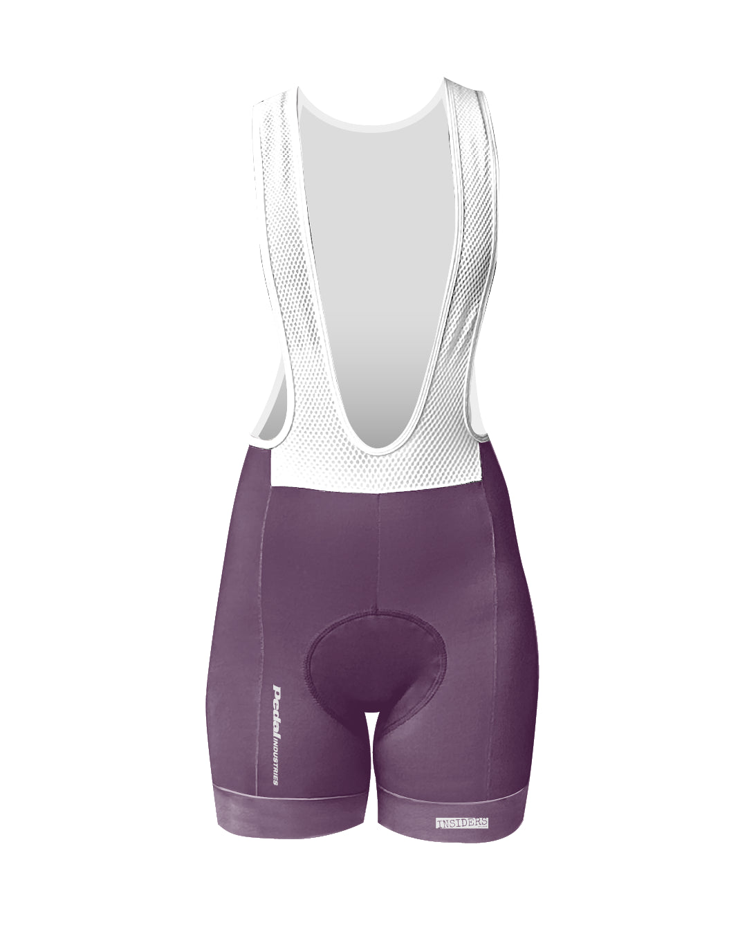 Purple PEDAL Insiders 2027 WOMEN'S PRO BIB 2.5 ISD - flat product view, front pdp-last