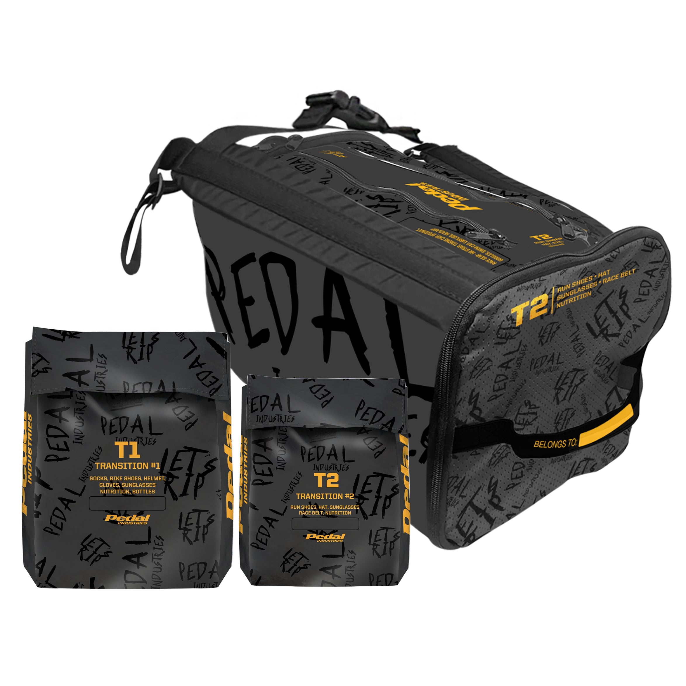 Stealth-Black-Yellow Pedal PUNK RaceDay TRIATHLON Gear Bag ISD
