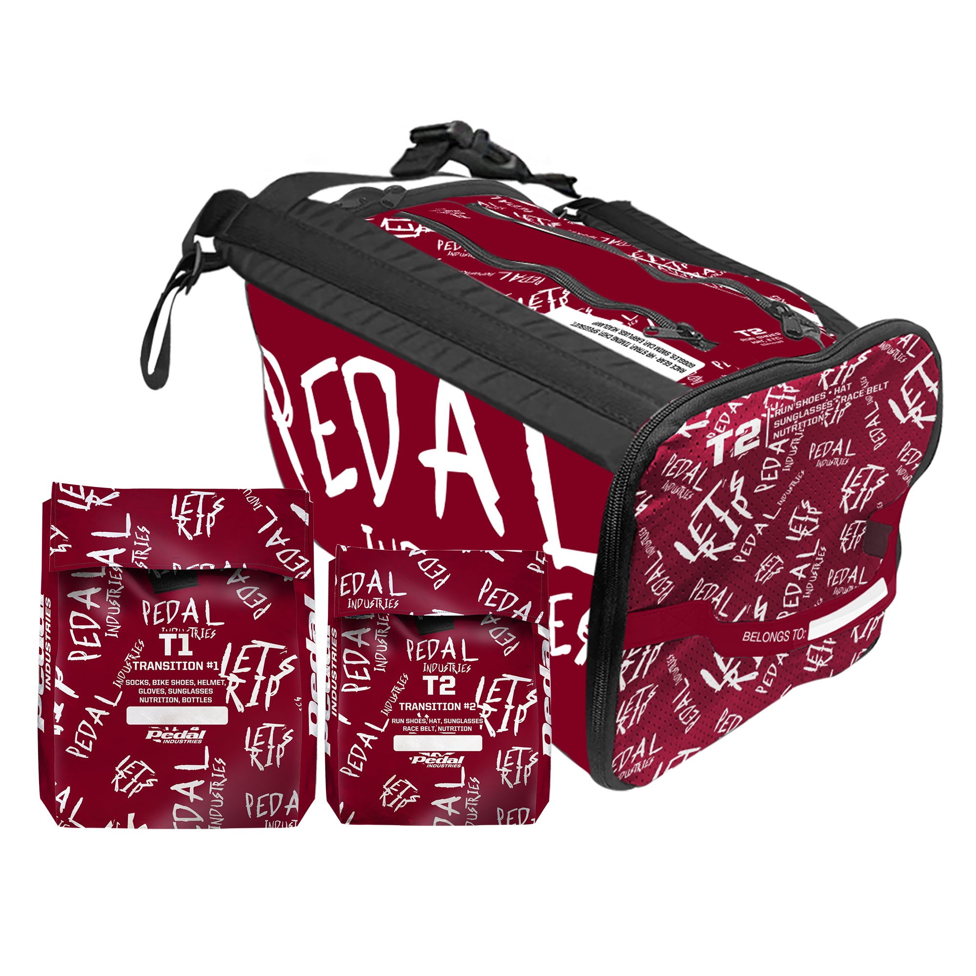Burgundy-White Pedal PUNK RaceDay TRIATHLON Gear Bag ISD