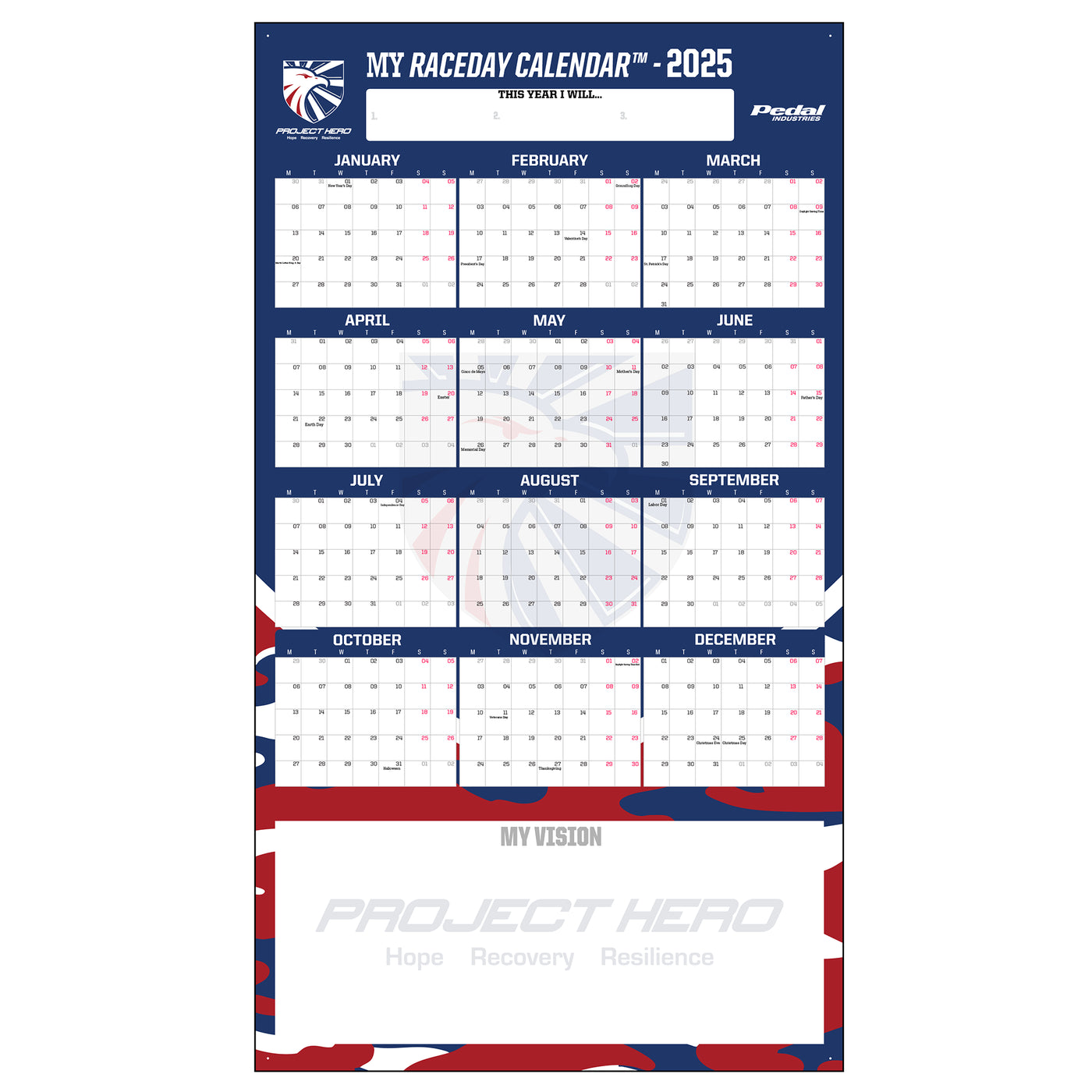 Project Hero 2025 GIANT MY RACEDAY CALENDAR